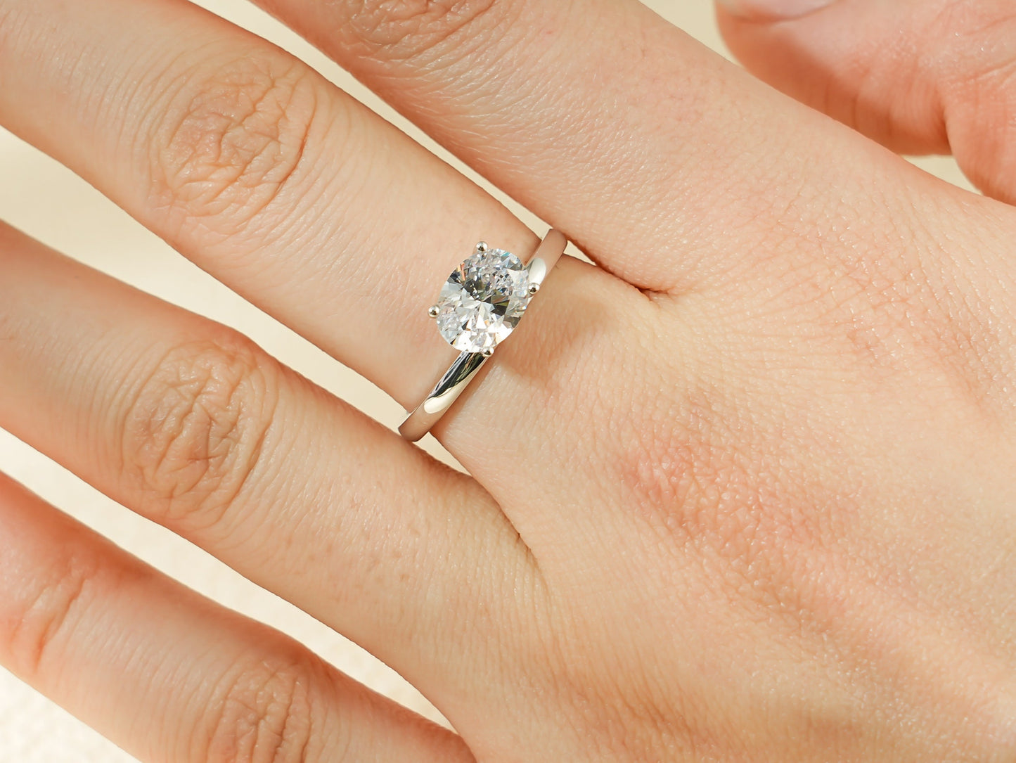 1.0 CT Oval Cut Solitaire Moissanite Engagement Ring