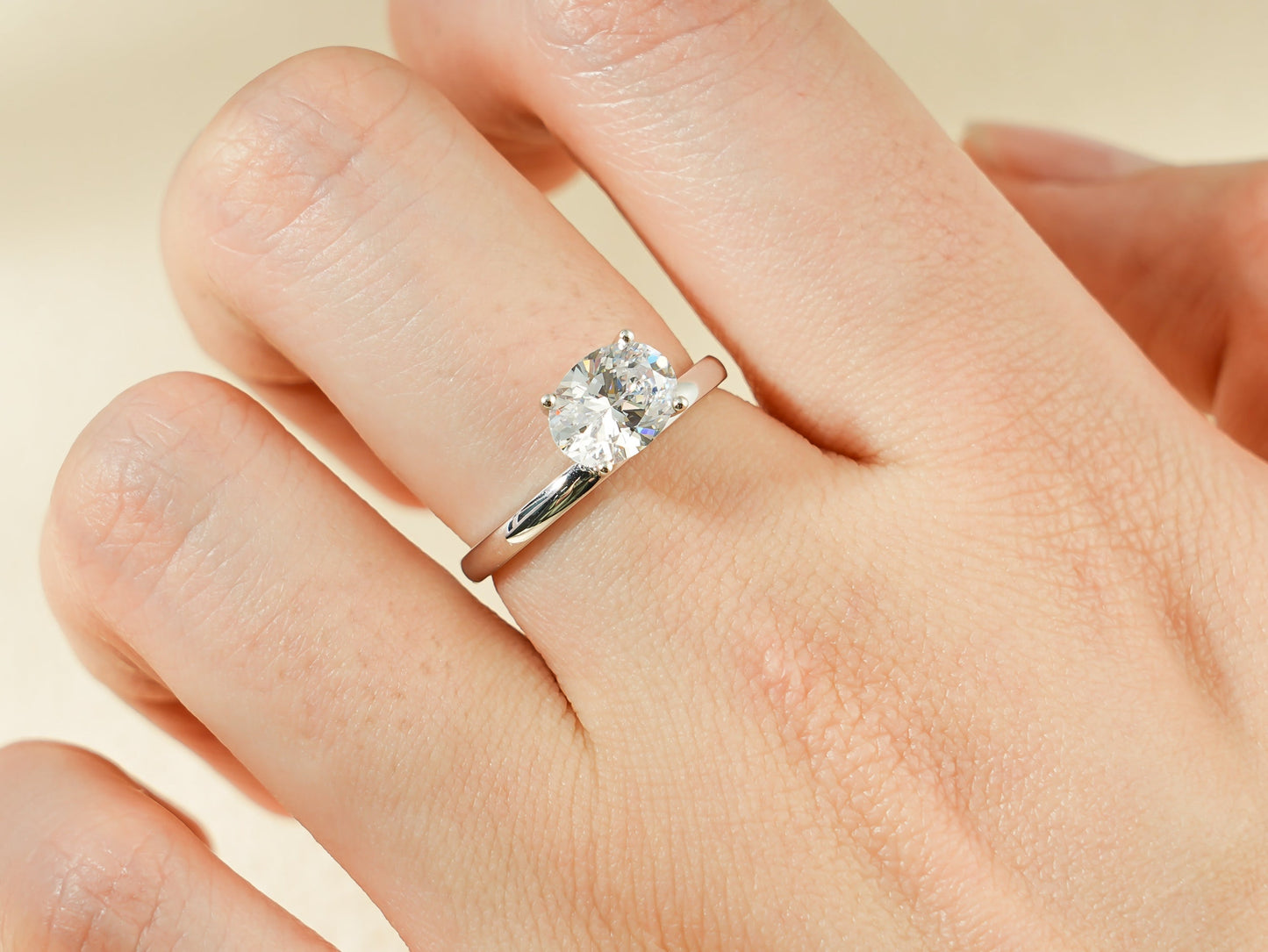1.0 CT Oval Cut Solitaire Moissanite Engagement Ring