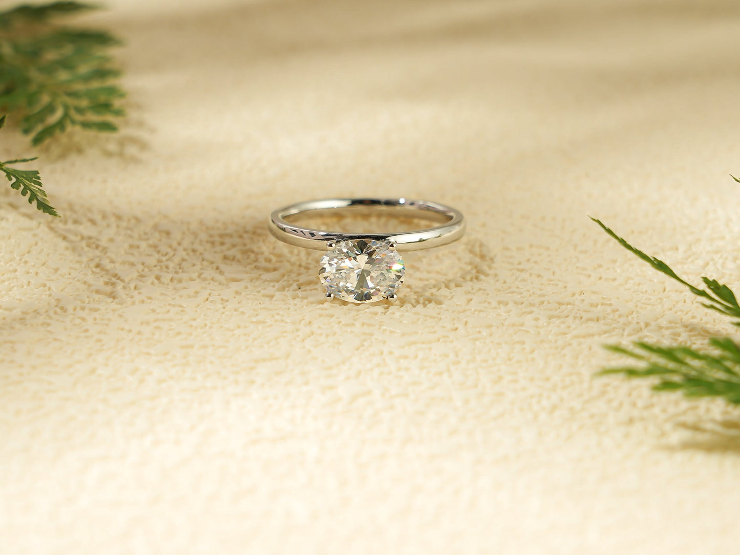 1.0 CT Oval Cut Solitaire Moissanite Engagement Ring