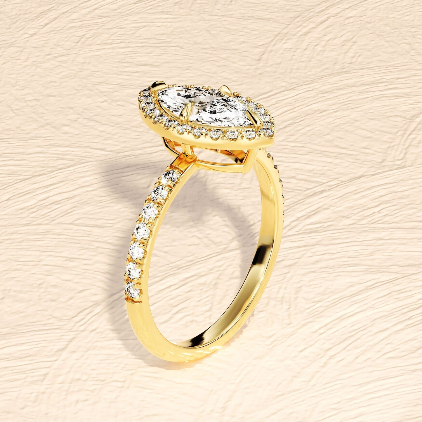 Ann- 1.0 -2.0 CT Marquise Halo Pave Moissanite Ring