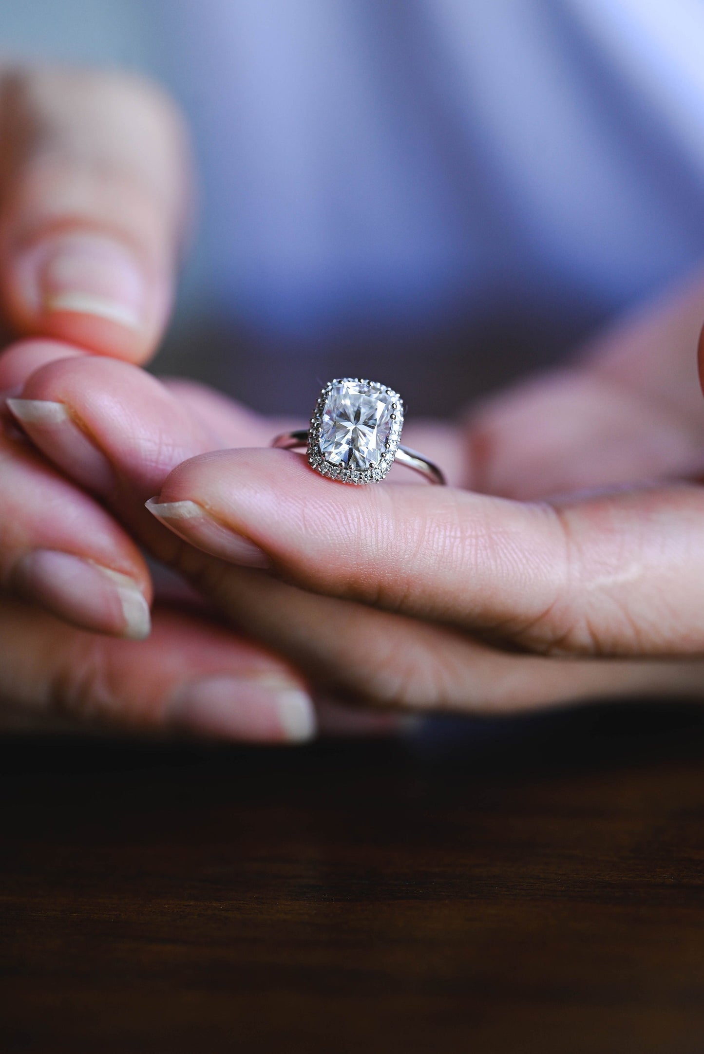 3.0 CT Oval Cut Halo Moissanite Engagement Ring