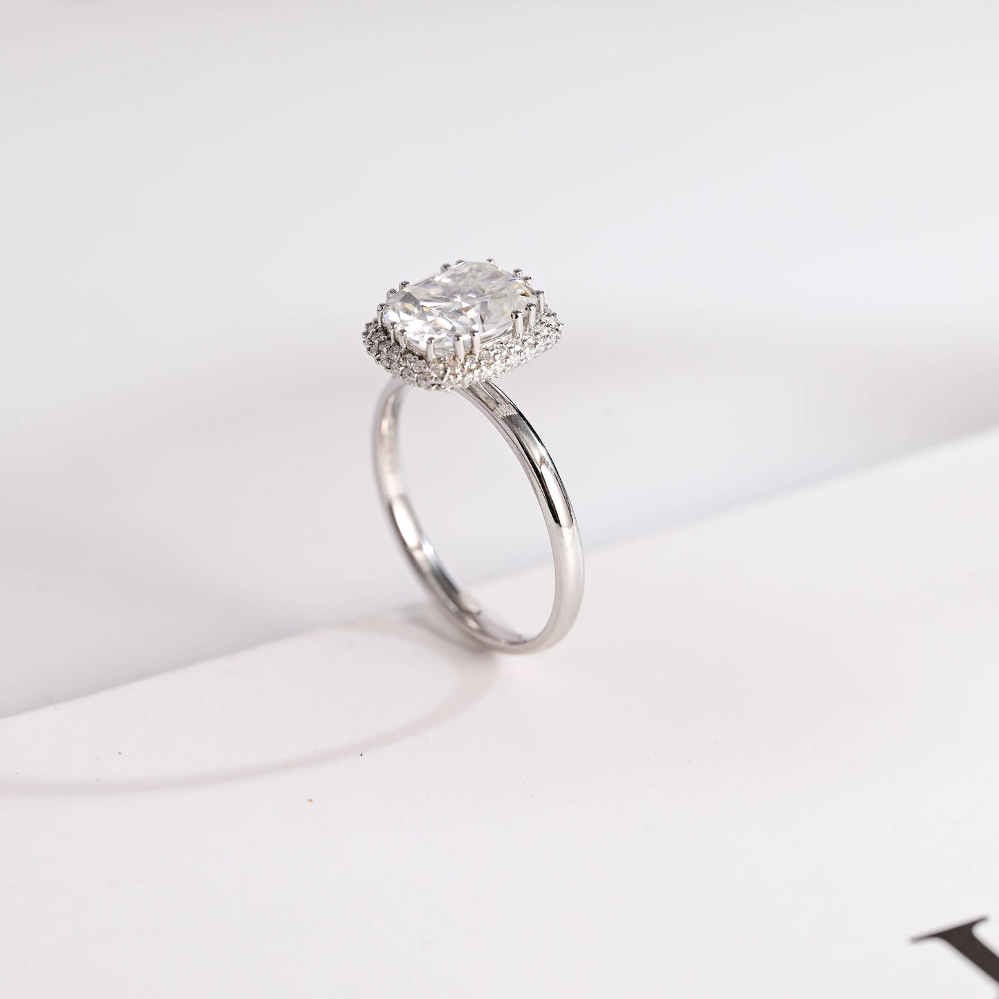 3.0 CT Oval Cut Halo Moissanite Engagement Ring