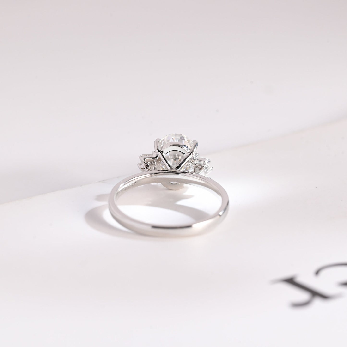 1.0 CT Oval Cut Cluster Moissanite Engagement Ring