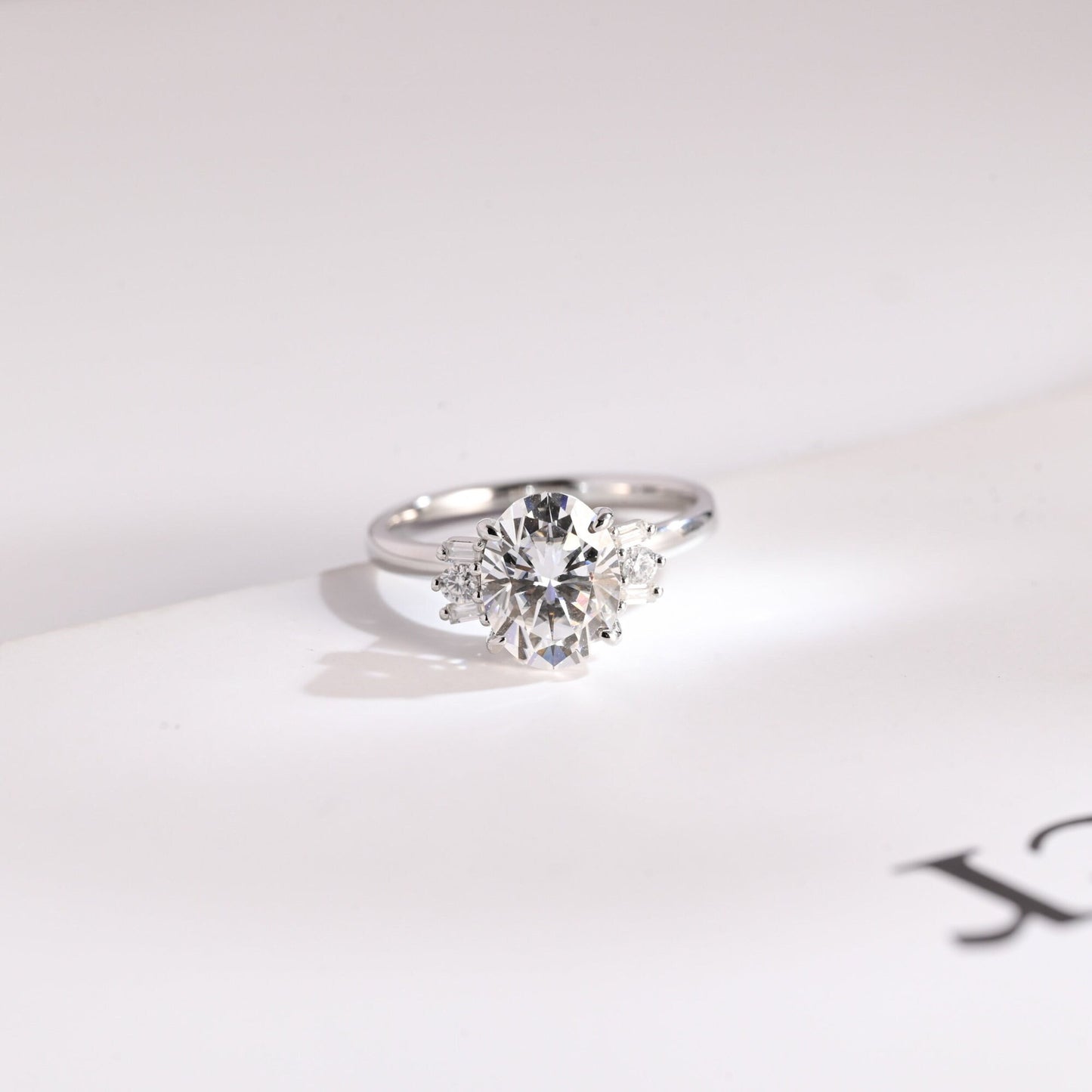1.0 CT Oval Cut Cluster Moissanite Engagement Ring