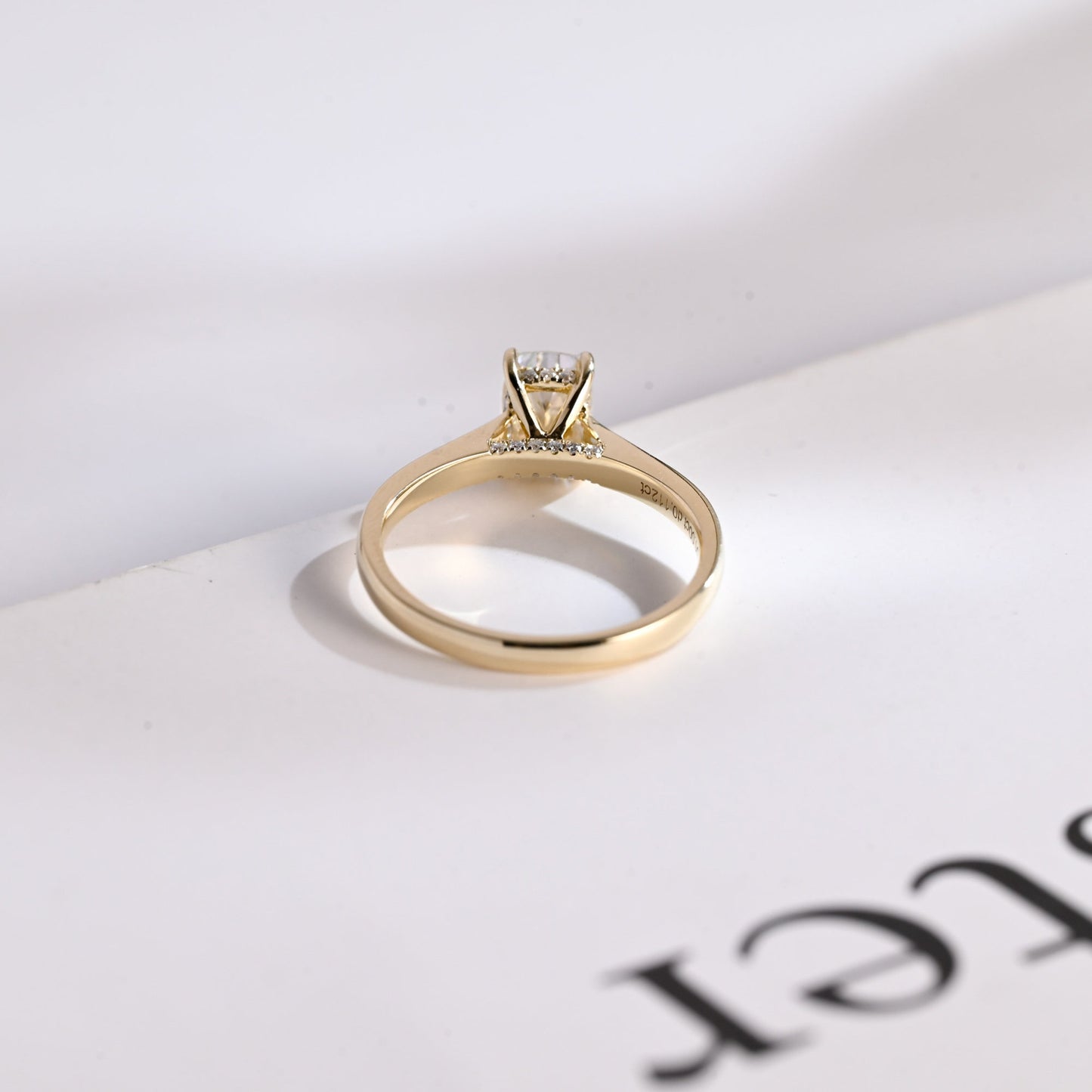 1.0 CT Elongated Cushion Cut Hidden Halo Moissanite Engagement Ring