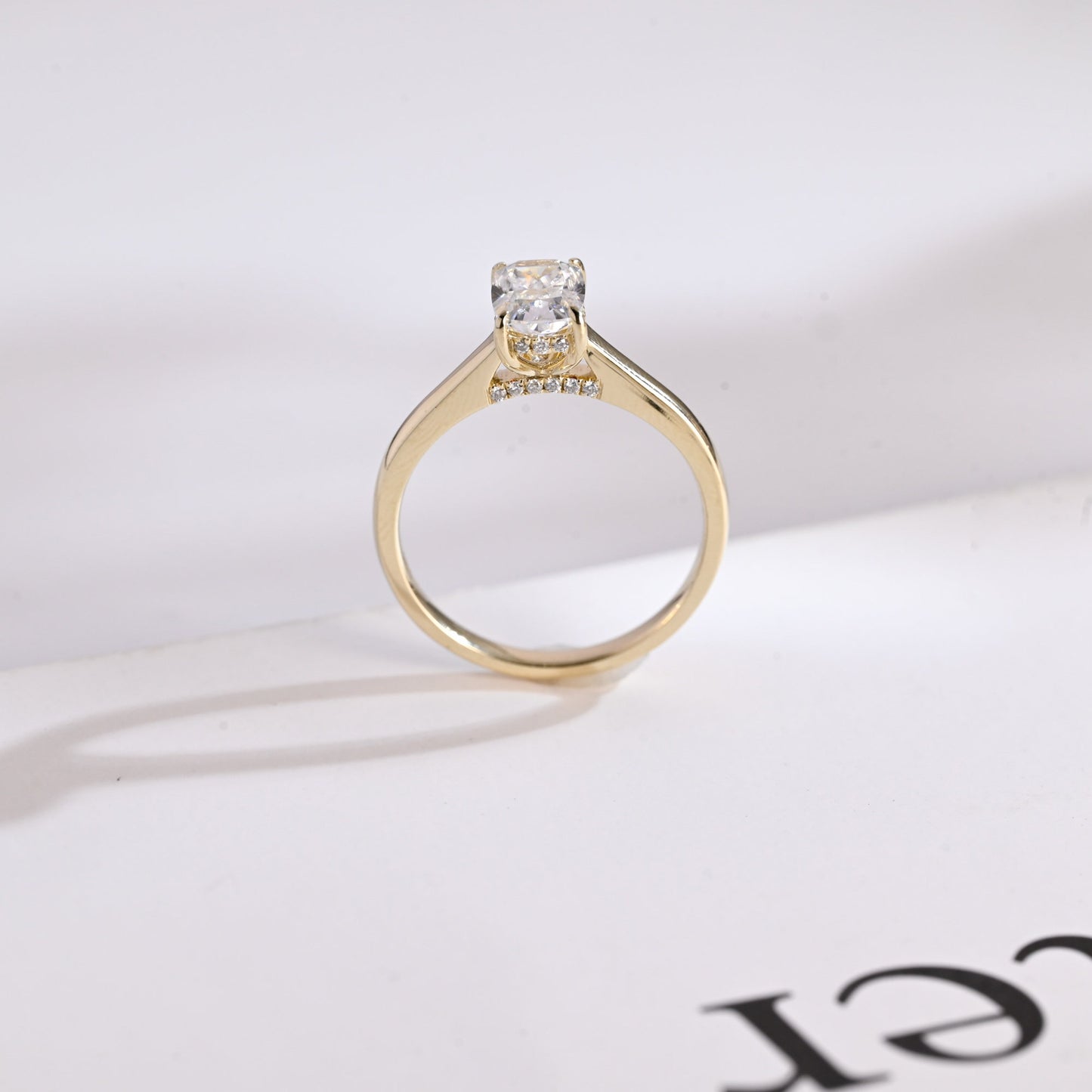 1.0 CT Cushion Cut Hidden Halo Moissanite Engagement Ring