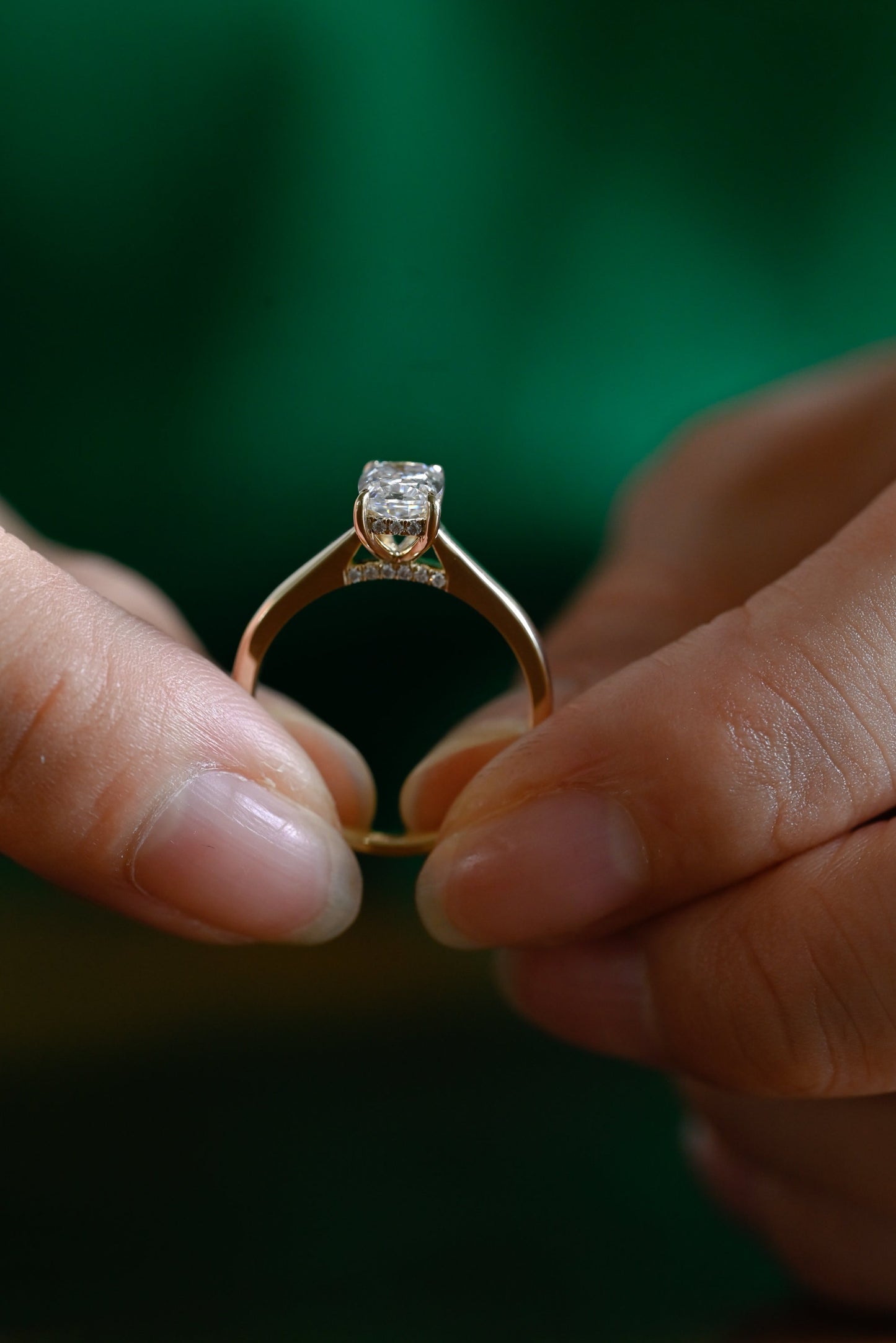 1.0 CT Cushion Cut Hidden Halo Moissanite Engagement Ring