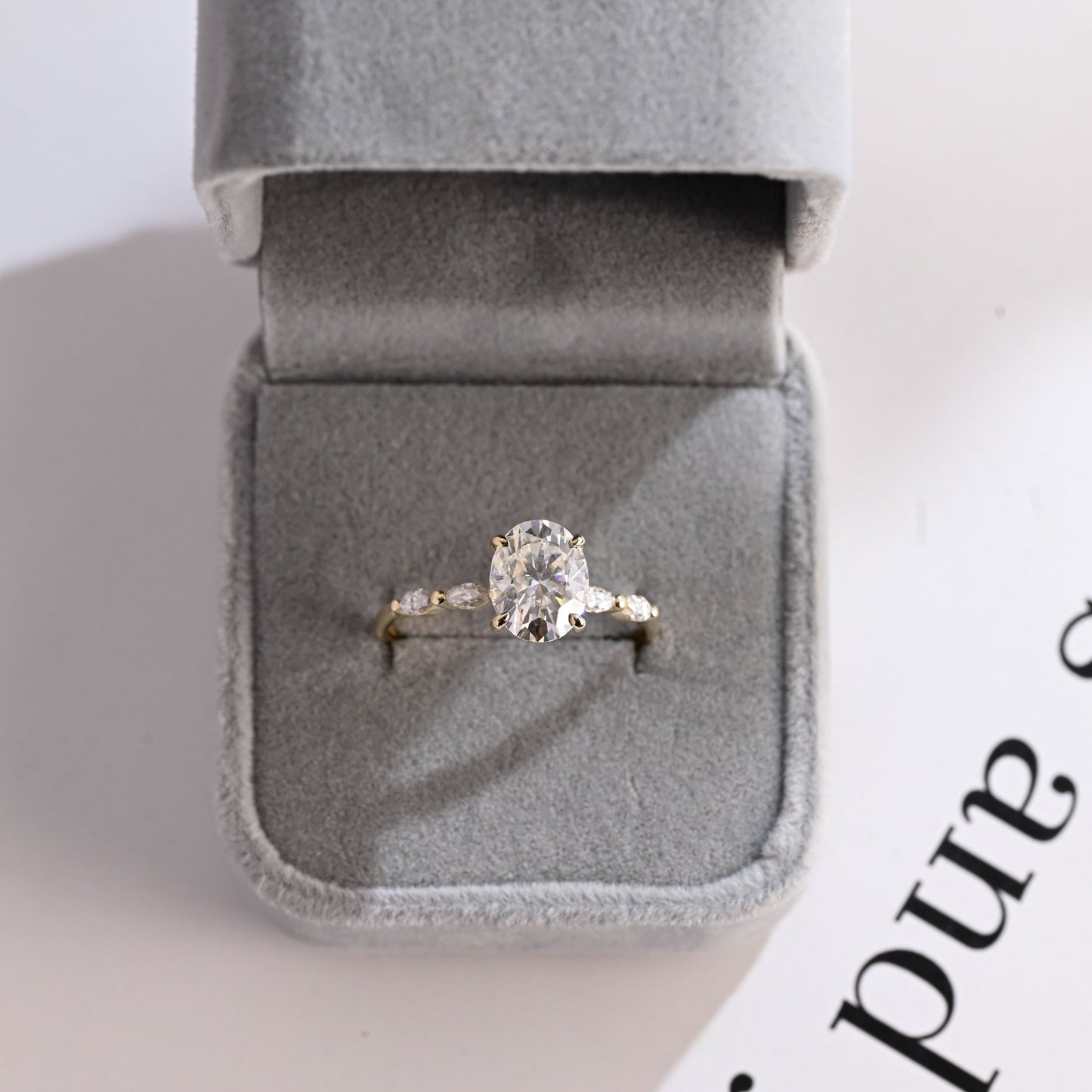 1.0 CT Oval Cut Hidden Halo Moissanite Engagement Ring