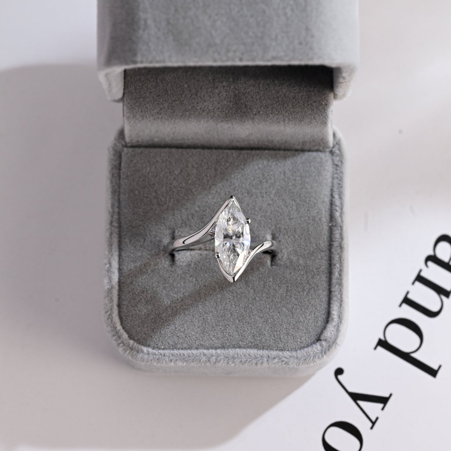 3.0 CT Marquise Cut Twisted Band Moissanite Engagement Ring