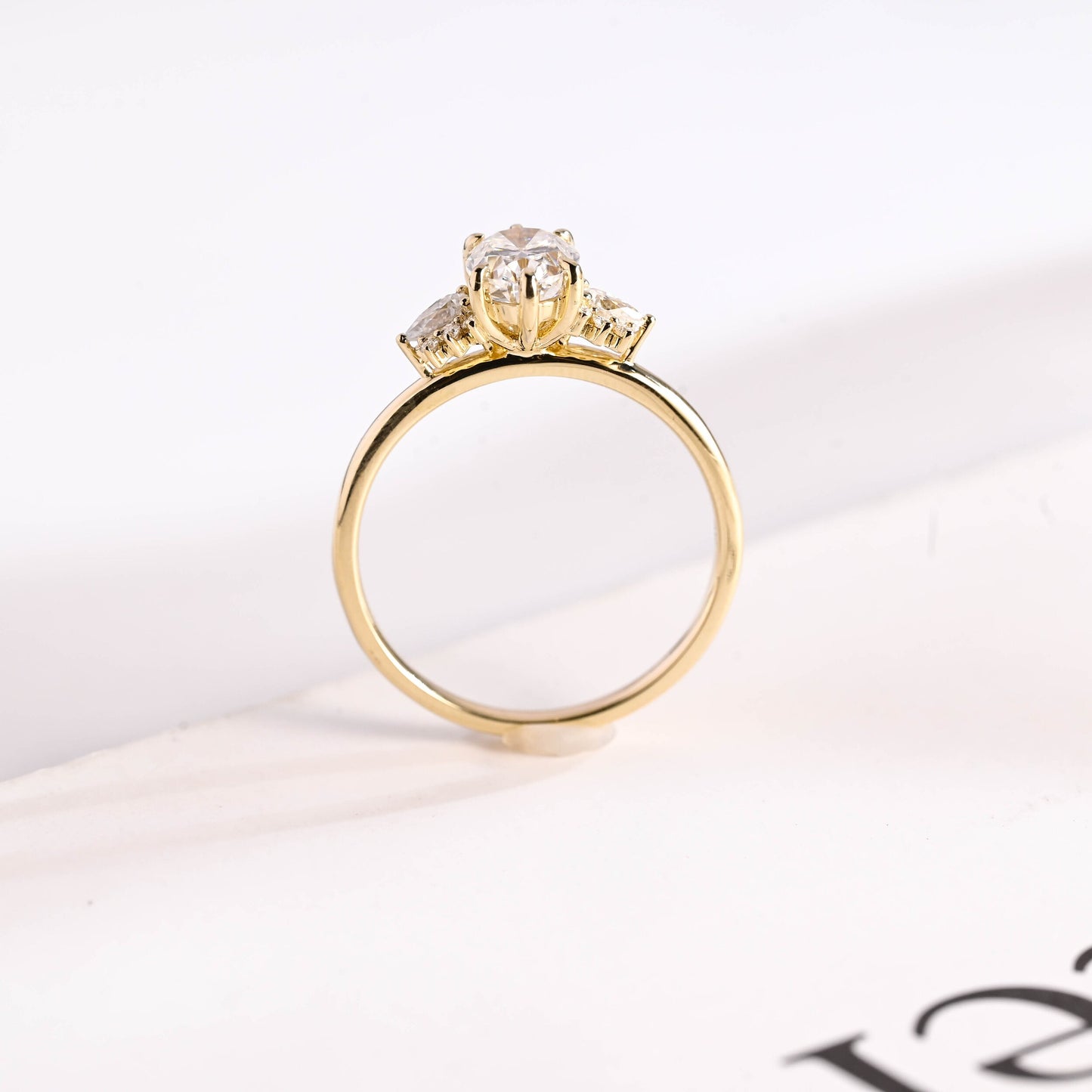 1.5 CT Oval Cut Cluster Moissanite Engagement Ring