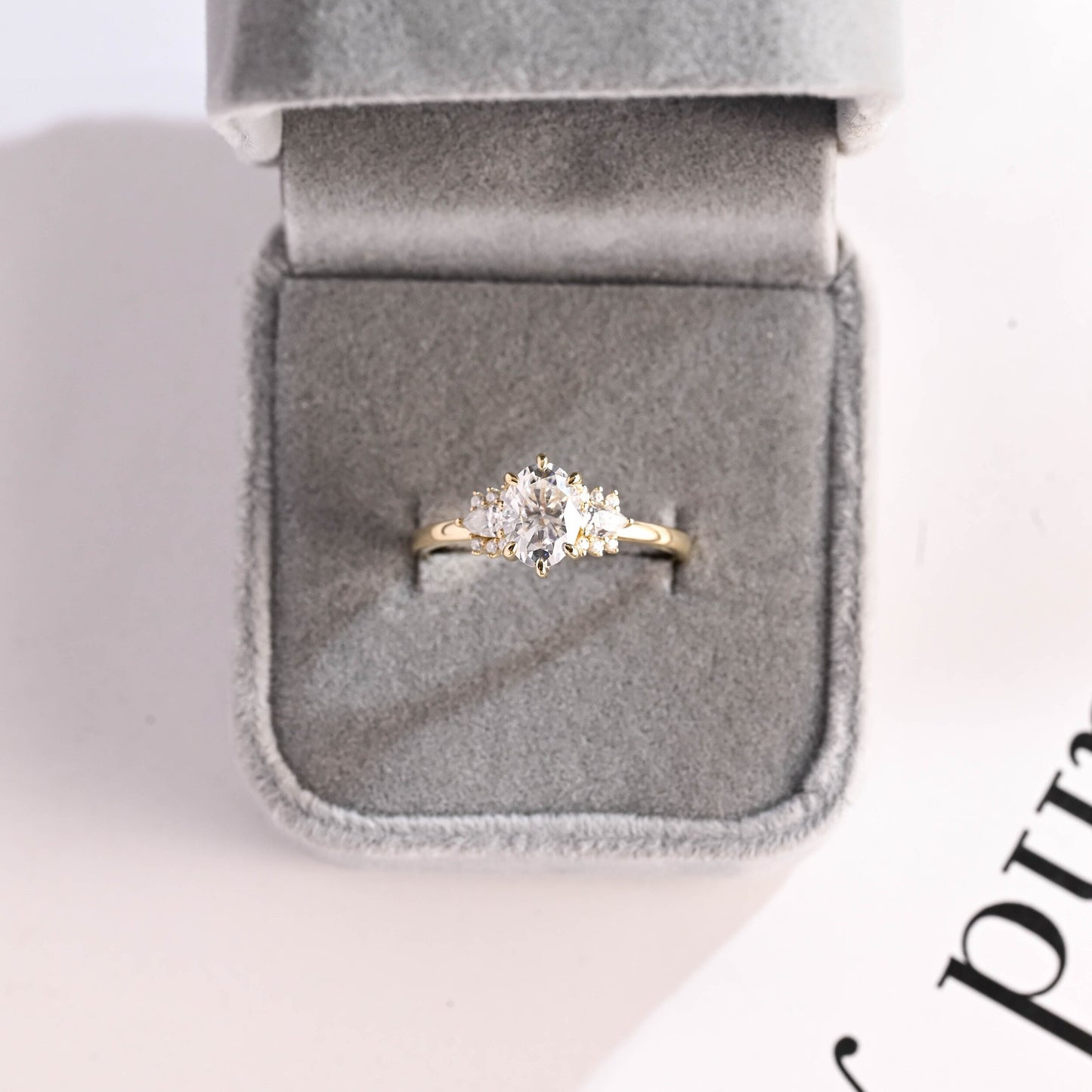 1.5 CT Oval Cut Cluster Moissanite Engagement Ring
