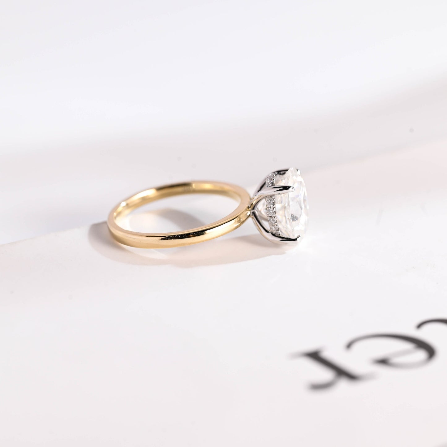 3.0 CT Oval Cut Hidden Halo Moissanite Engagement Ring