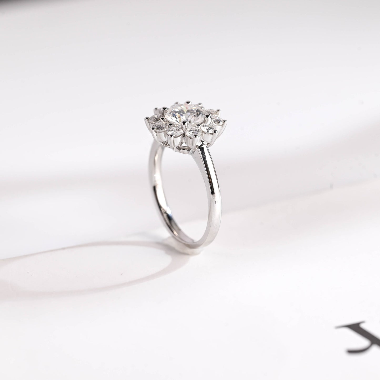 1.5 CT Round Cut Halo Style Moissanite Engagement Ring
