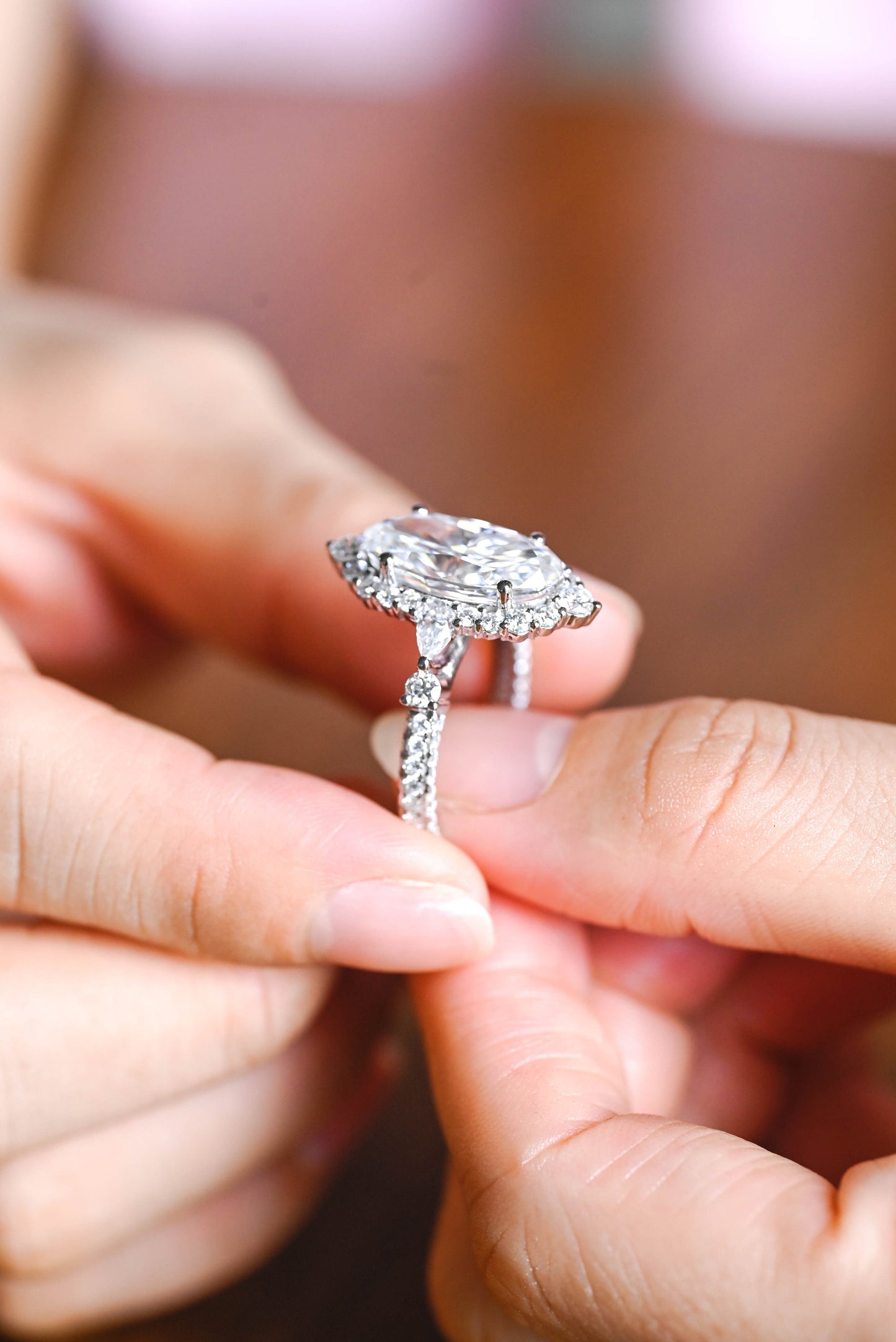 2.5 CT Oval Cut Halo Moissanite Engagement Ring