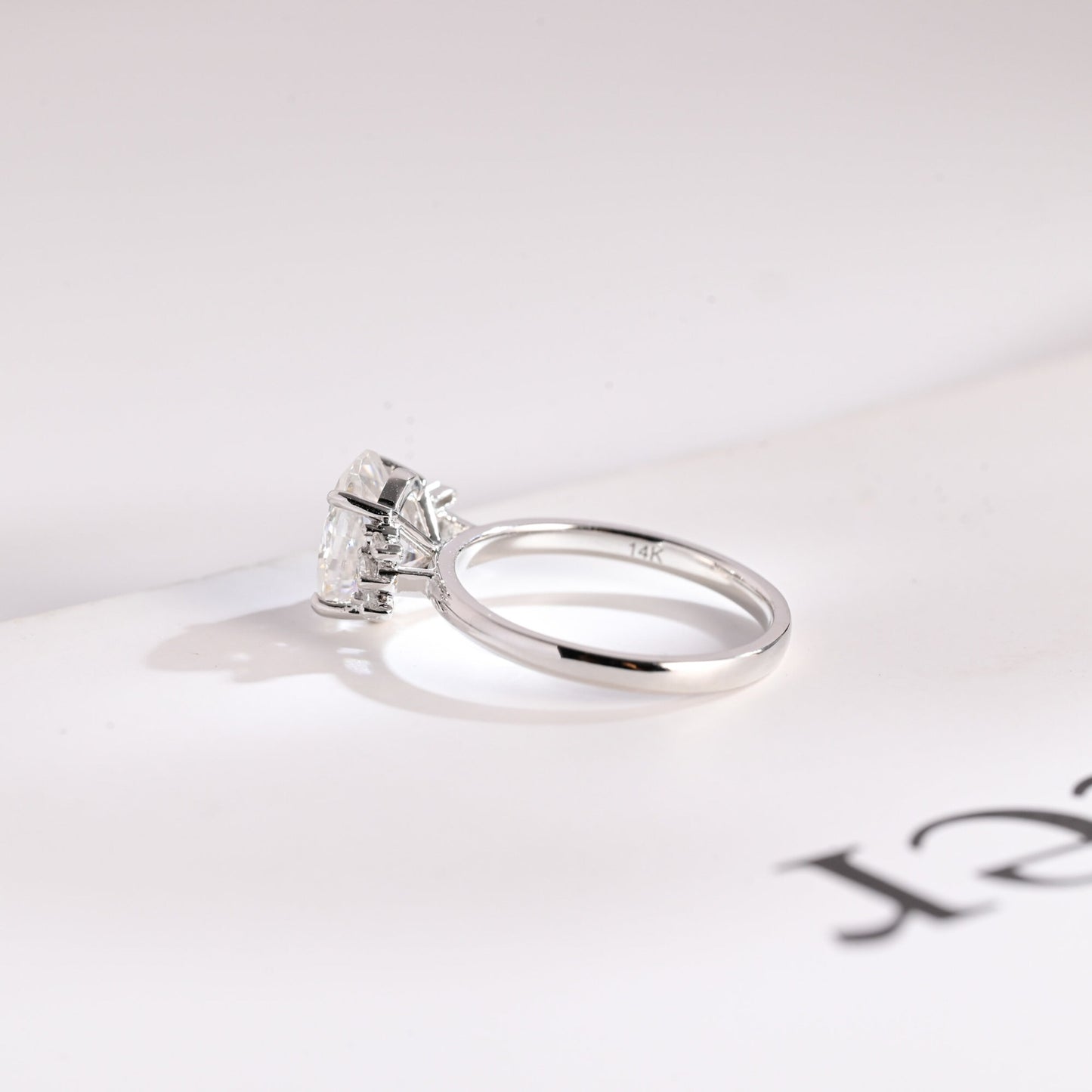 1.0 CT Oval Cut Cluster Moissanite Engagement Ring
