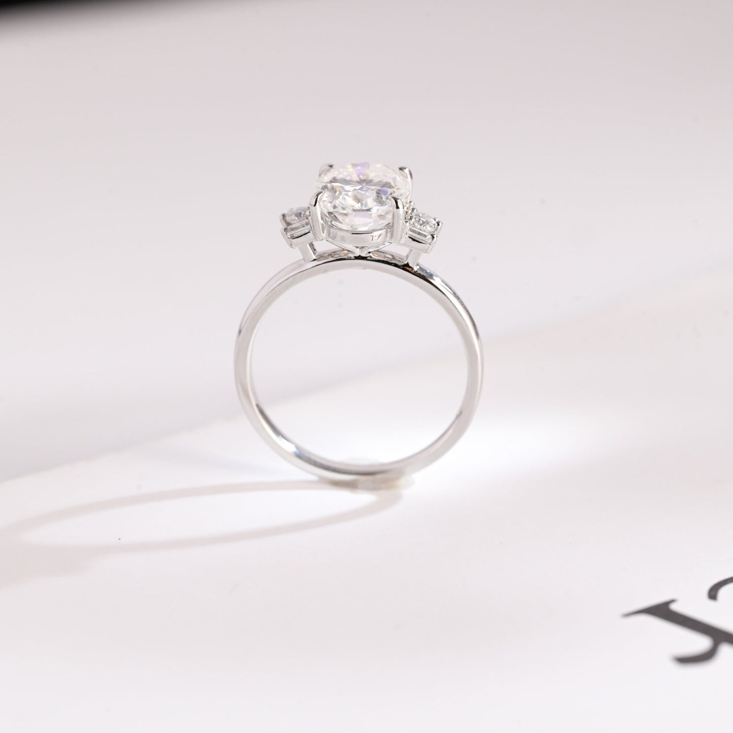 1.0 CT Oval Cut Cluster Moissanite Engagement Ring