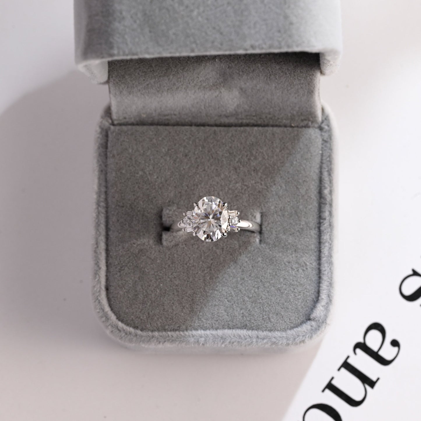 1.0 CT Oval Cut Cluster Moissanite Engagement Ring