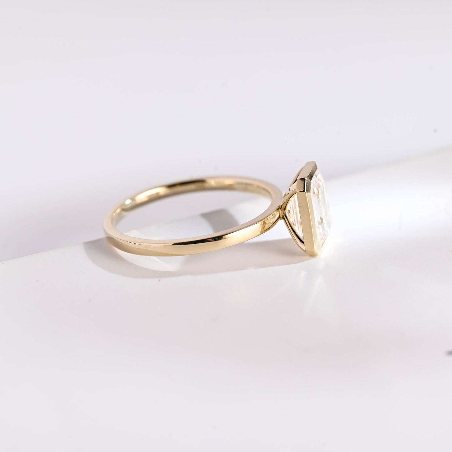 4.0 CT Emerald Cut Bezel Style Moissanite Engagement Ring