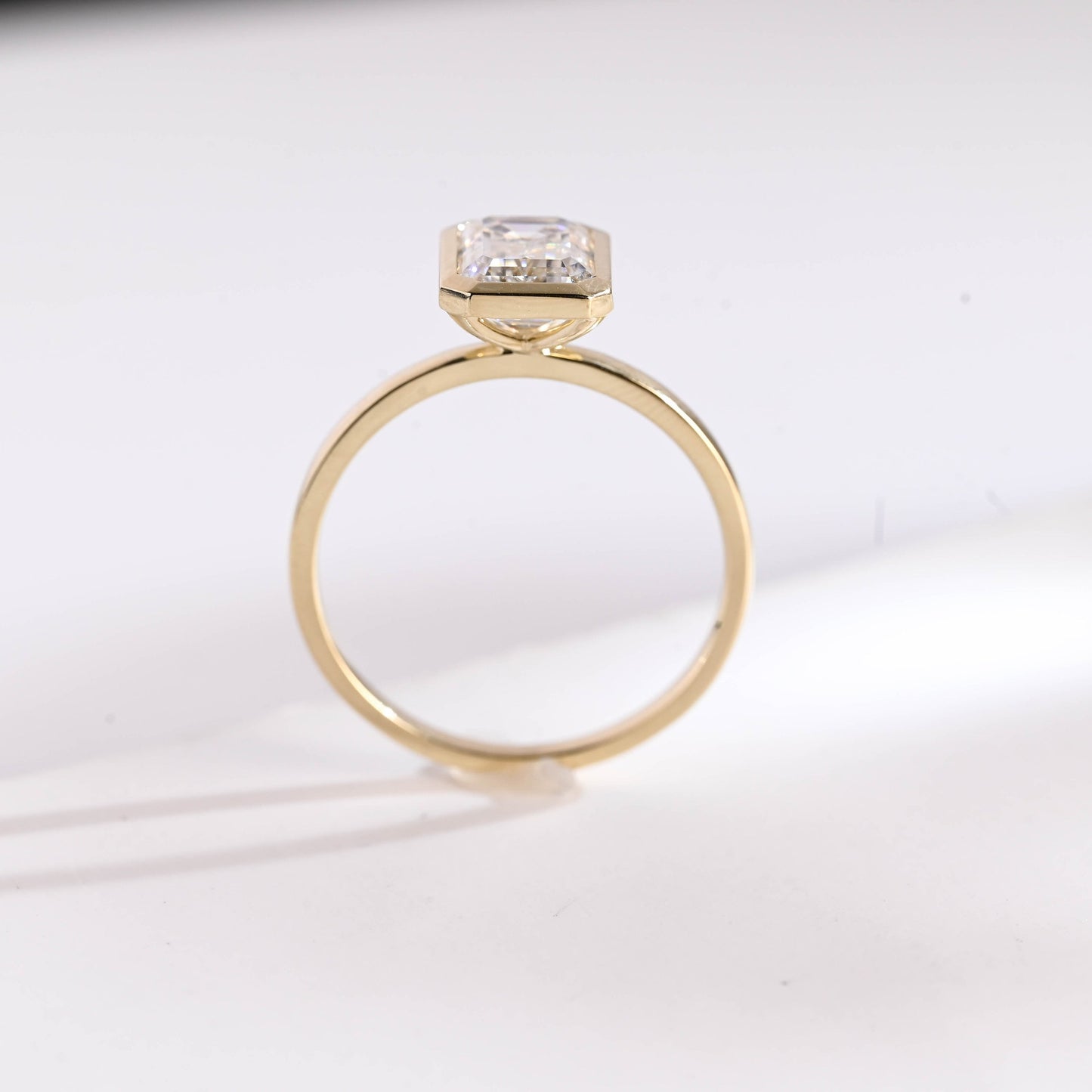 4.0 CT Emerald Cut Bezel Style Moissanite Engagement Ring