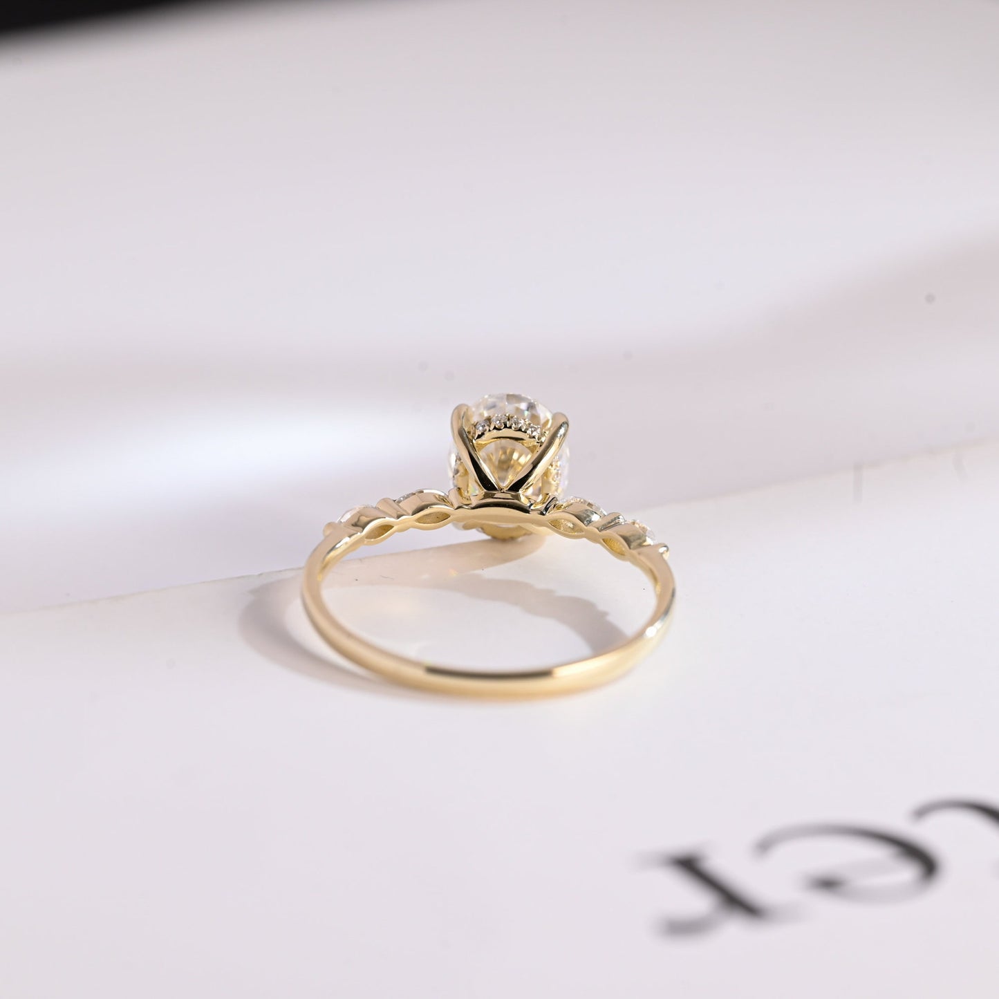 1.0 CT Oval Cut Hidden Halo Moissanite Engagement Ring