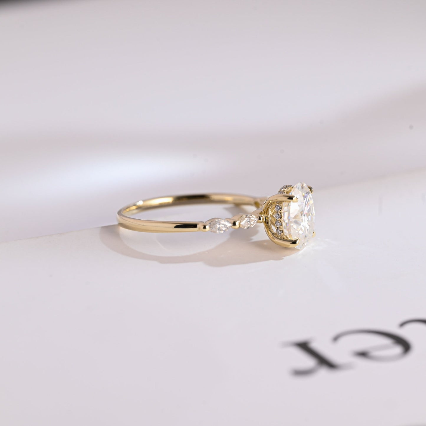 1.0 CT Oval Cut Hidden Halo Moissanite Engagement Ring