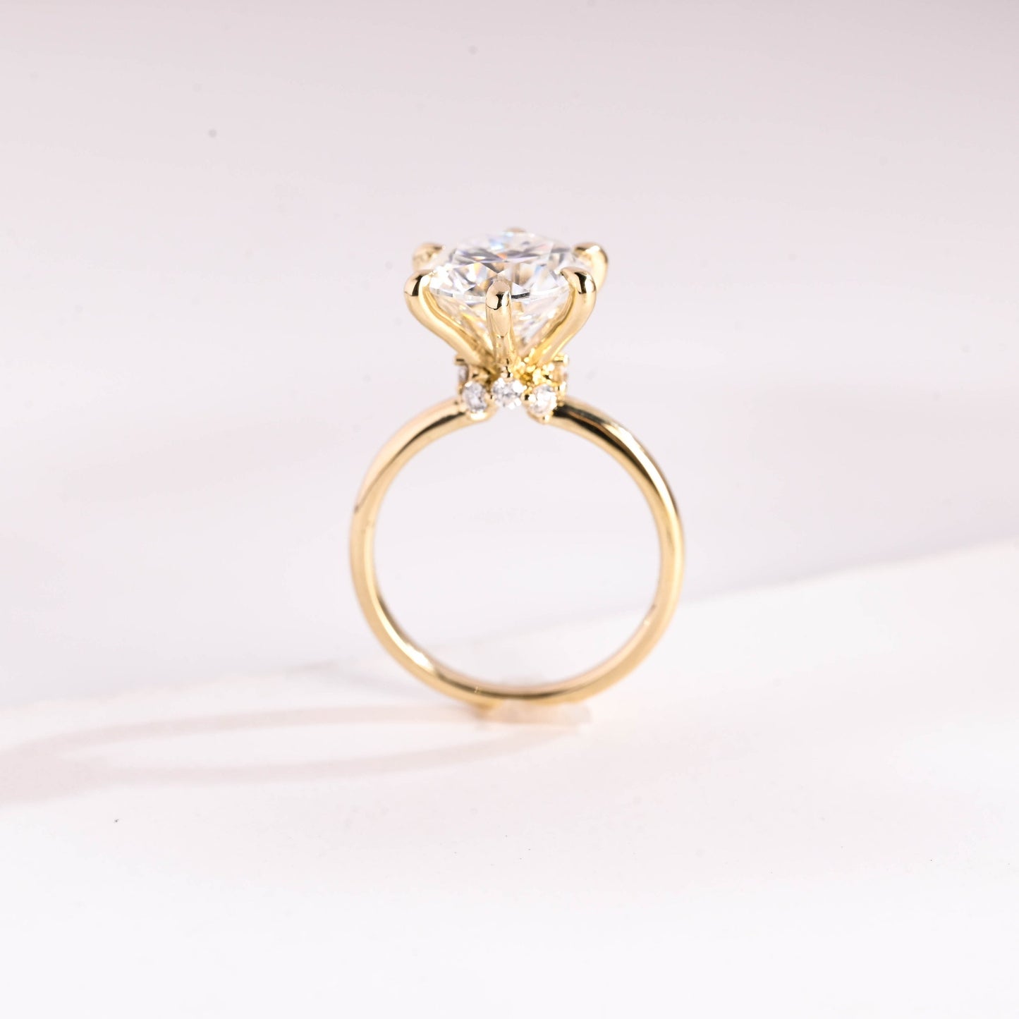 3.0 CT Round Cut Hidden Halo Style Moissanite Engagement Ring