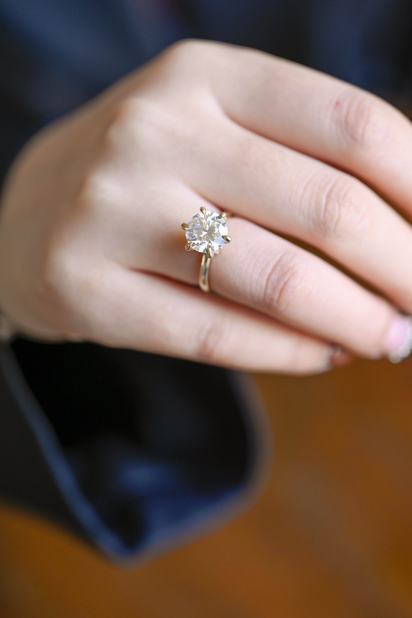 3.0 CT Round Cut Hidden Halo Style Moissanite Engagement Ring