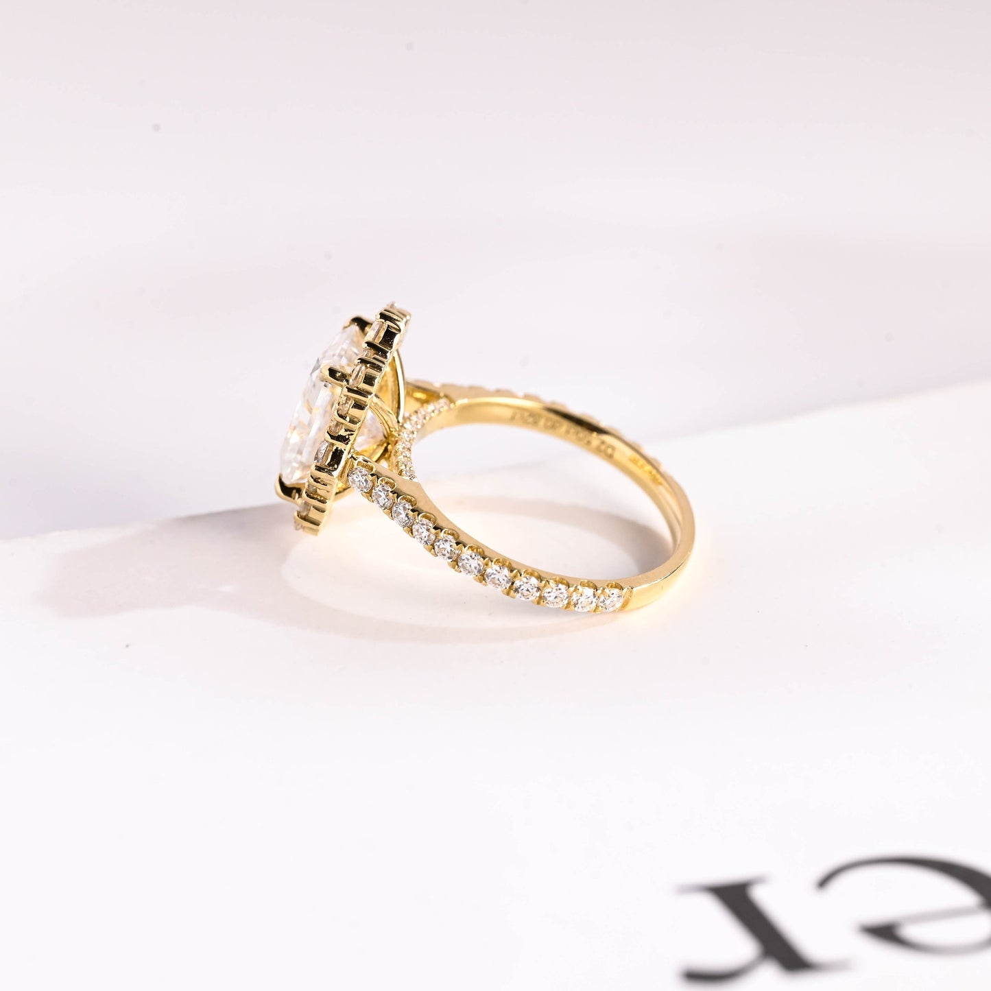 4.0 CT Radiant Cut Halo Moissanite Engagement Ring