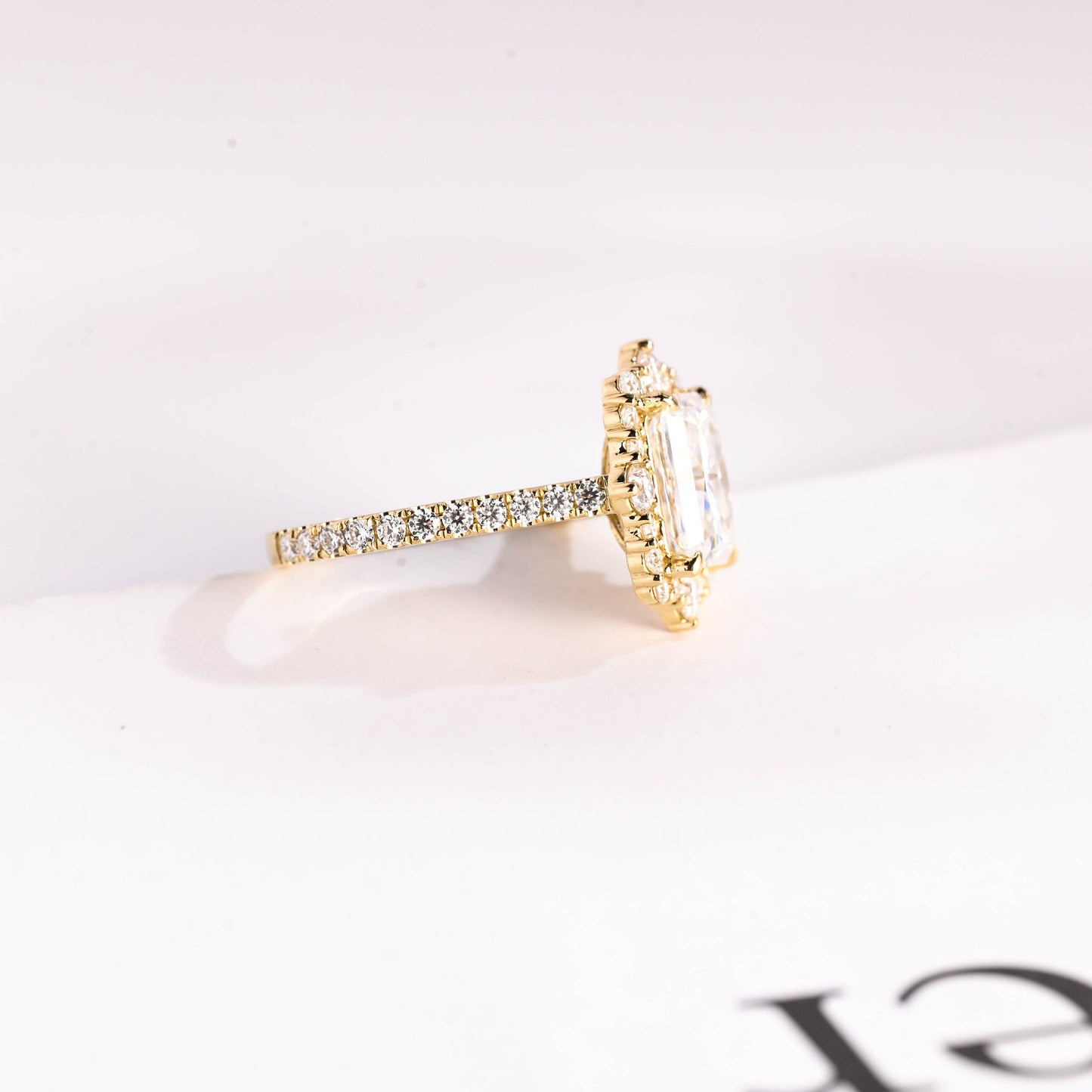 4.0 CT Radiant Cut Halo Moissanite Engagement Ring