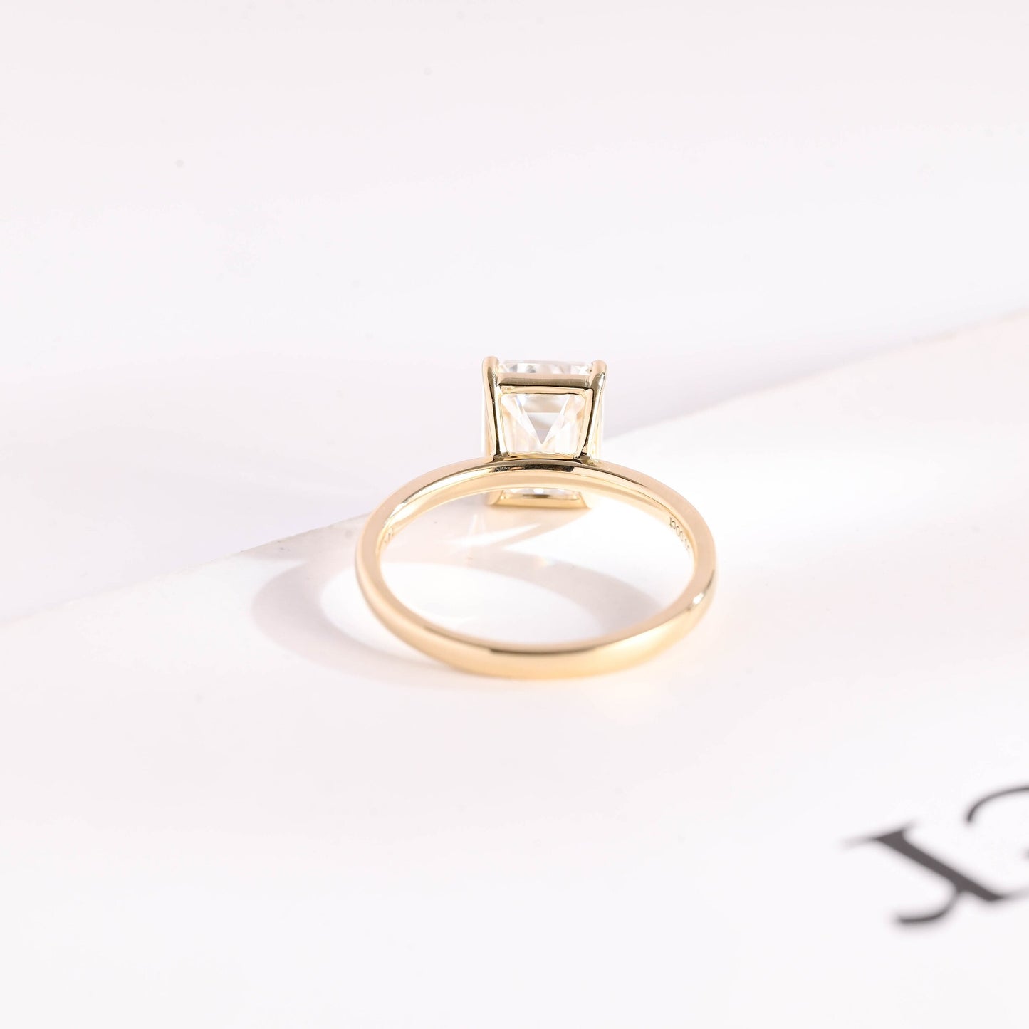 1.5 CT Emerald Cut Solitaire Moissanite Engagement Ring