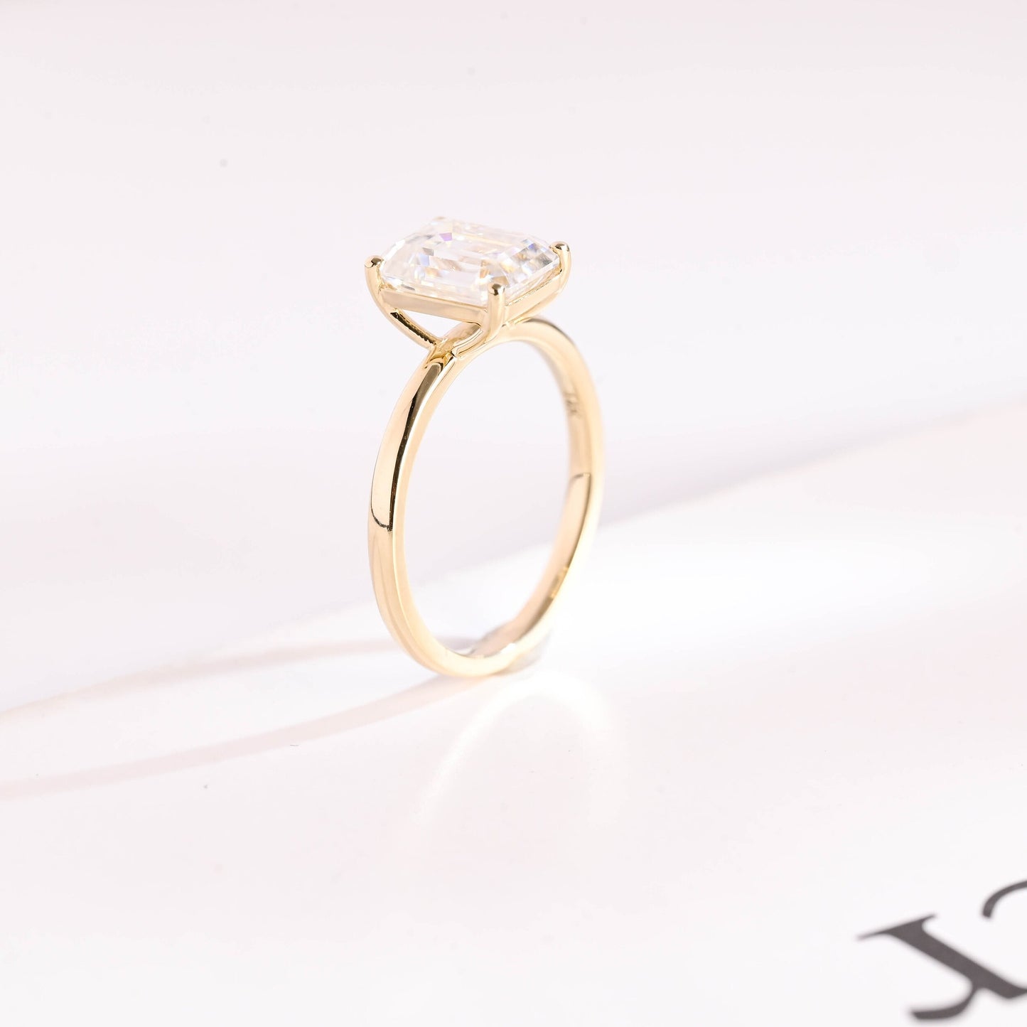 1.5 CT Emerald Cut Solitaire Moissanite Engagement Ring