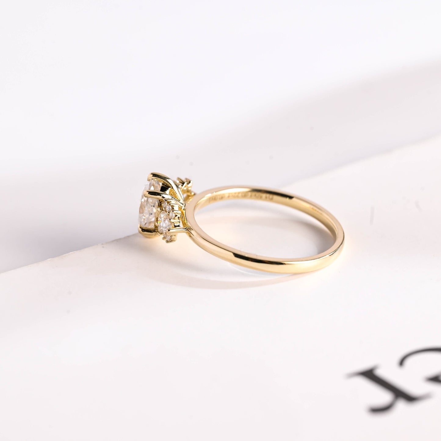 1.5 CT Oval Cut Cluster Moissanite Engagement Ring