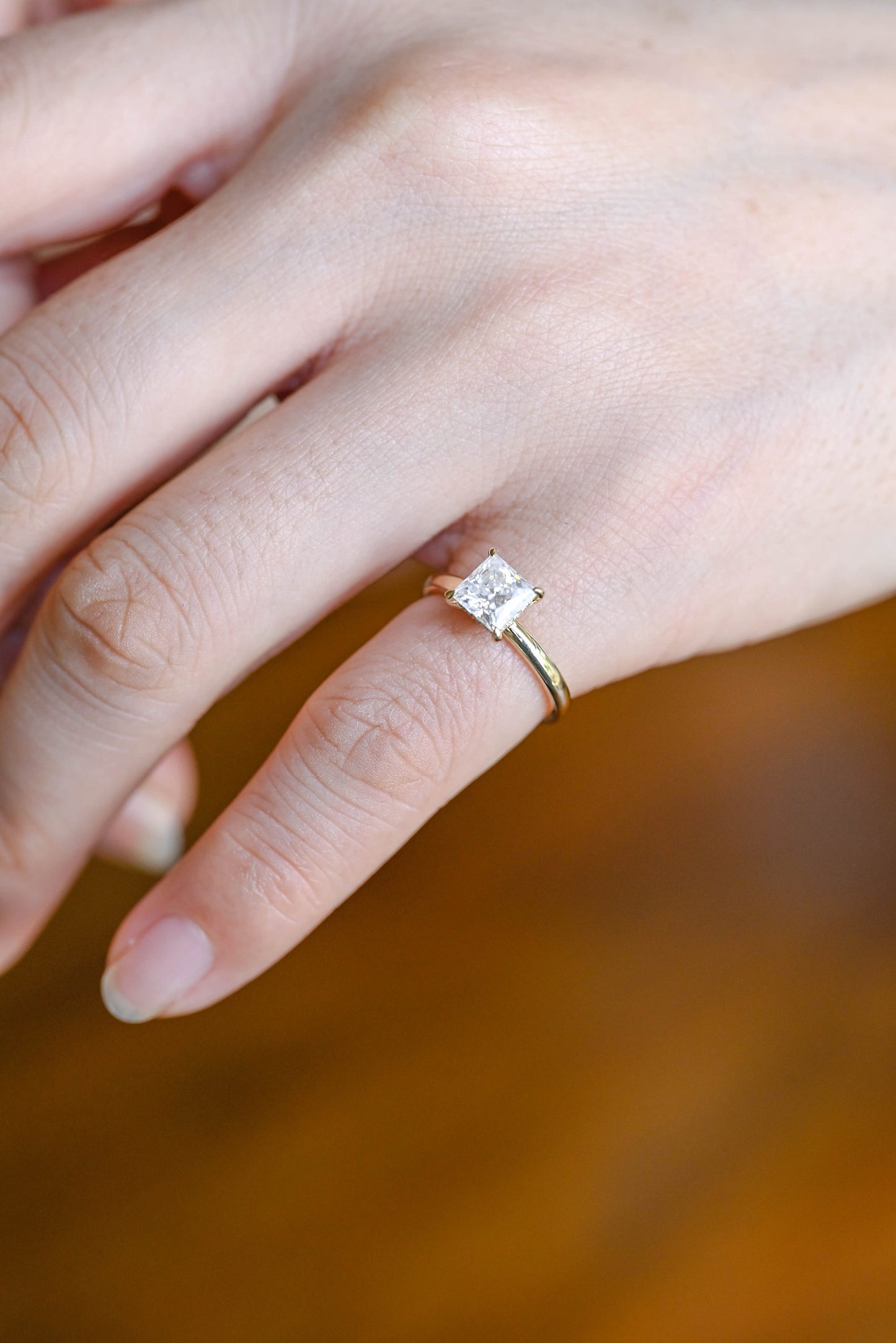 1.5 CT Princess Cut Hidden Halo Style Moissanite Engagement Ring