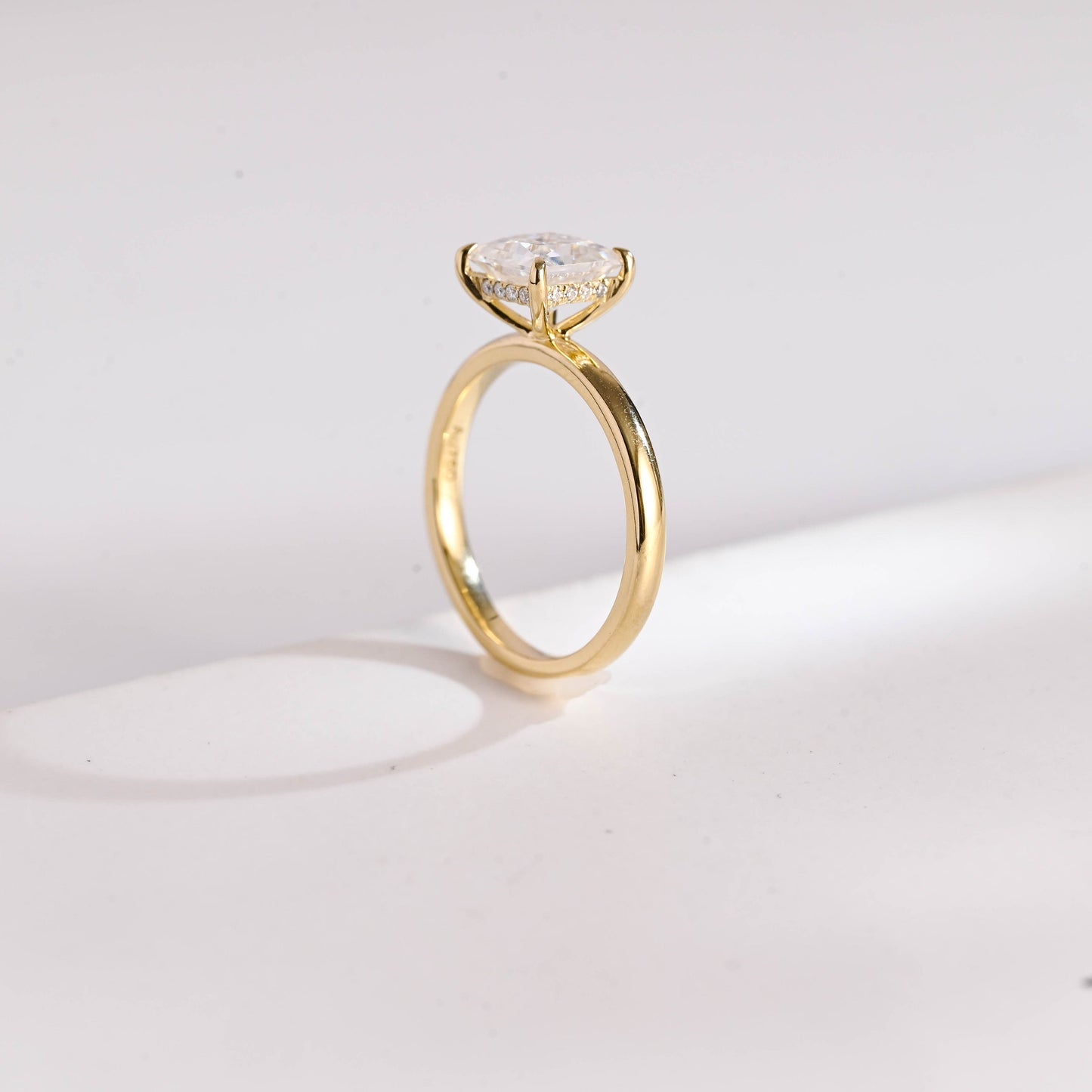 1.5 CT Princess Cut Hidden Halo Style Moissanite Engagement Ring