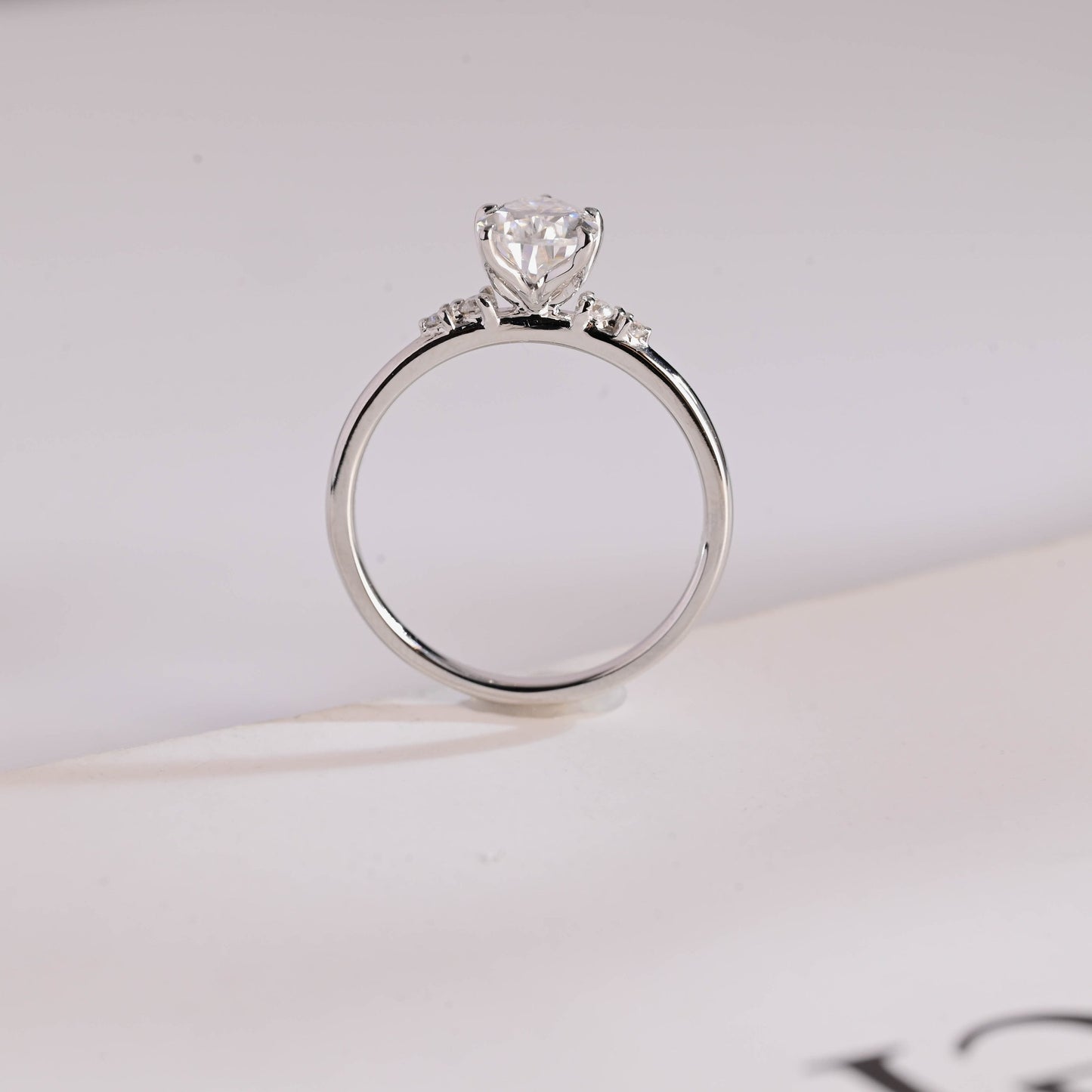 1.5 CT Pear Cut Cluster Moissanite Engagement Ring