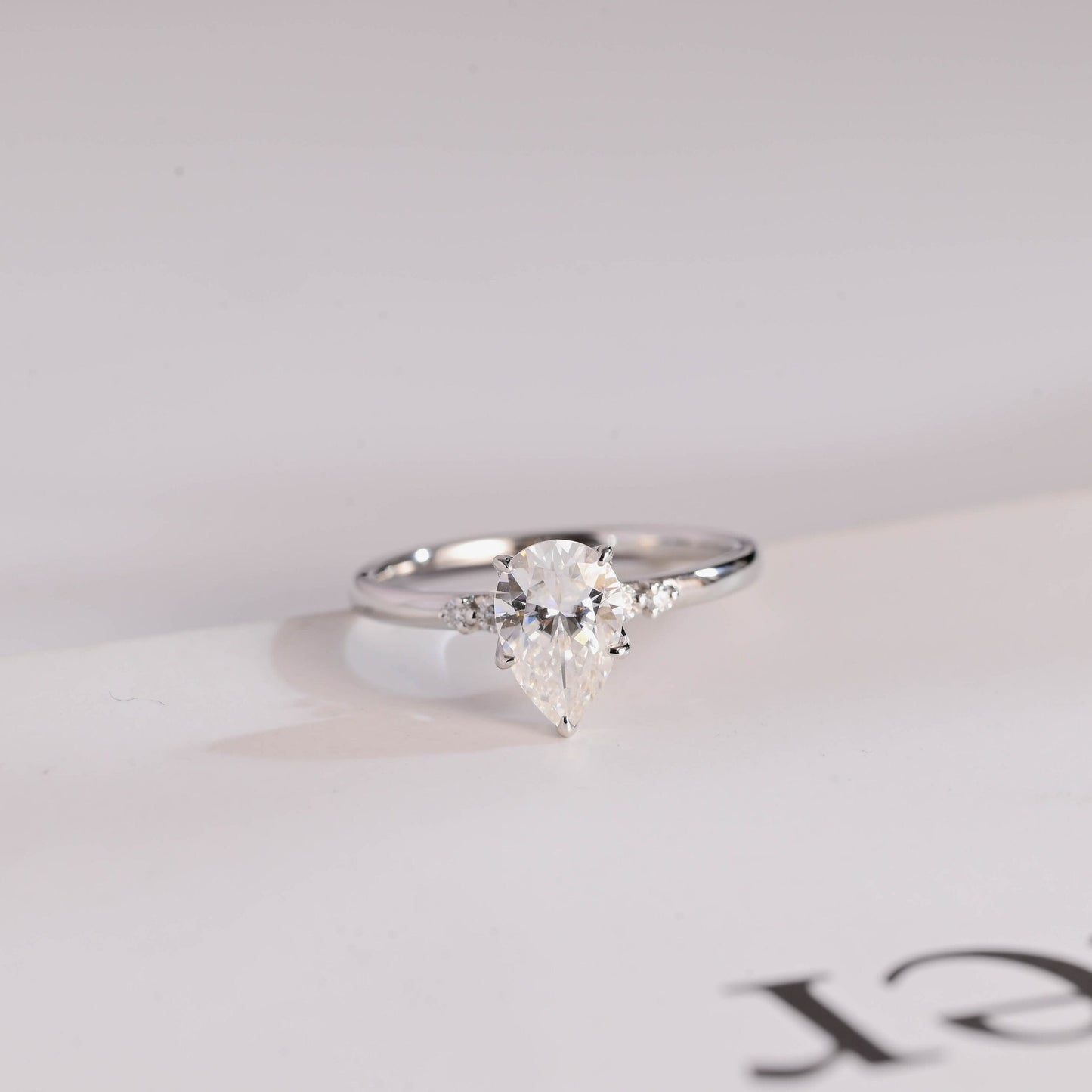 1.5 CT Pear Cut Cluster Moissanite Engagement Ring