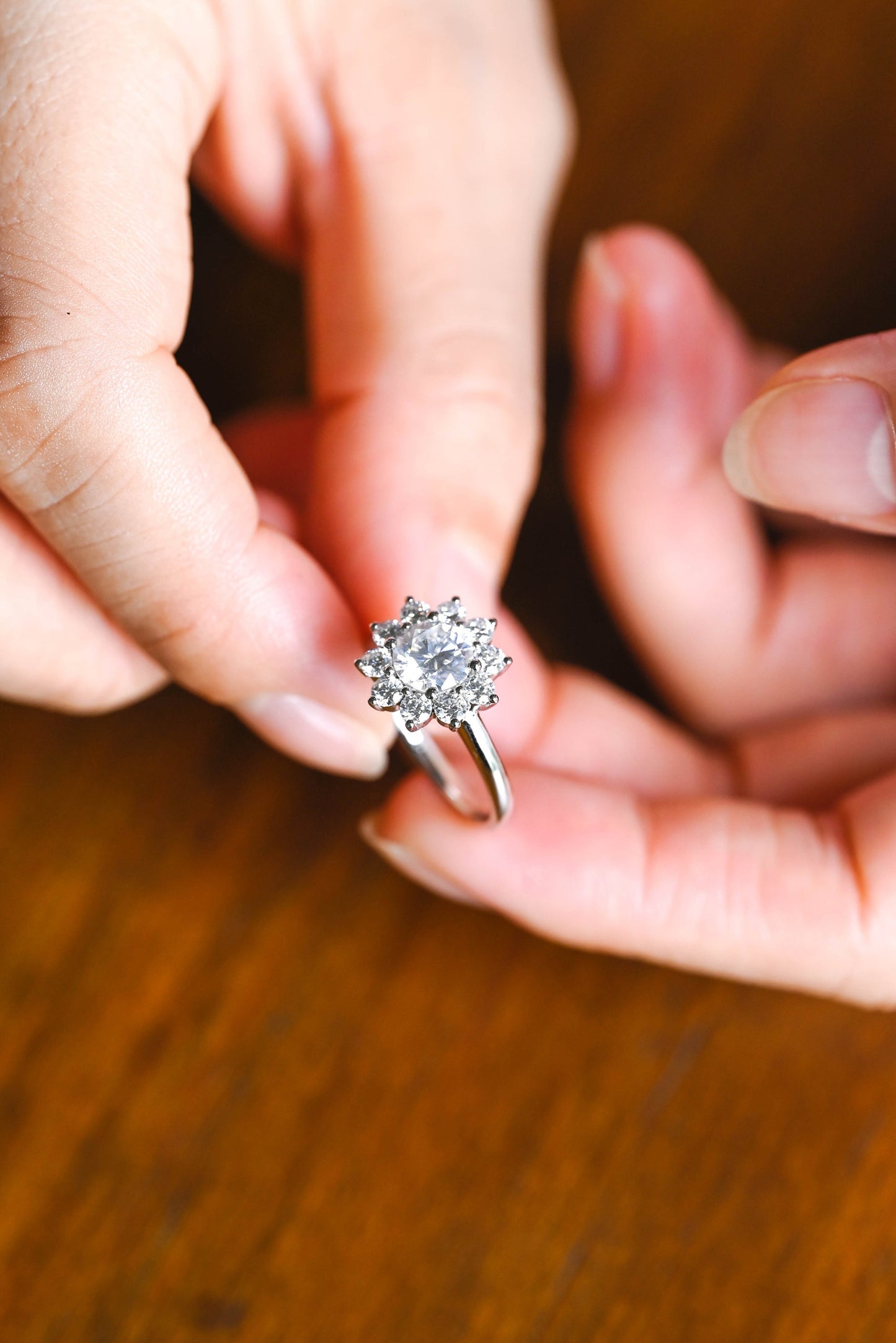 1.5 CT Round Cut Halo Style Moissanite Engagement Ring