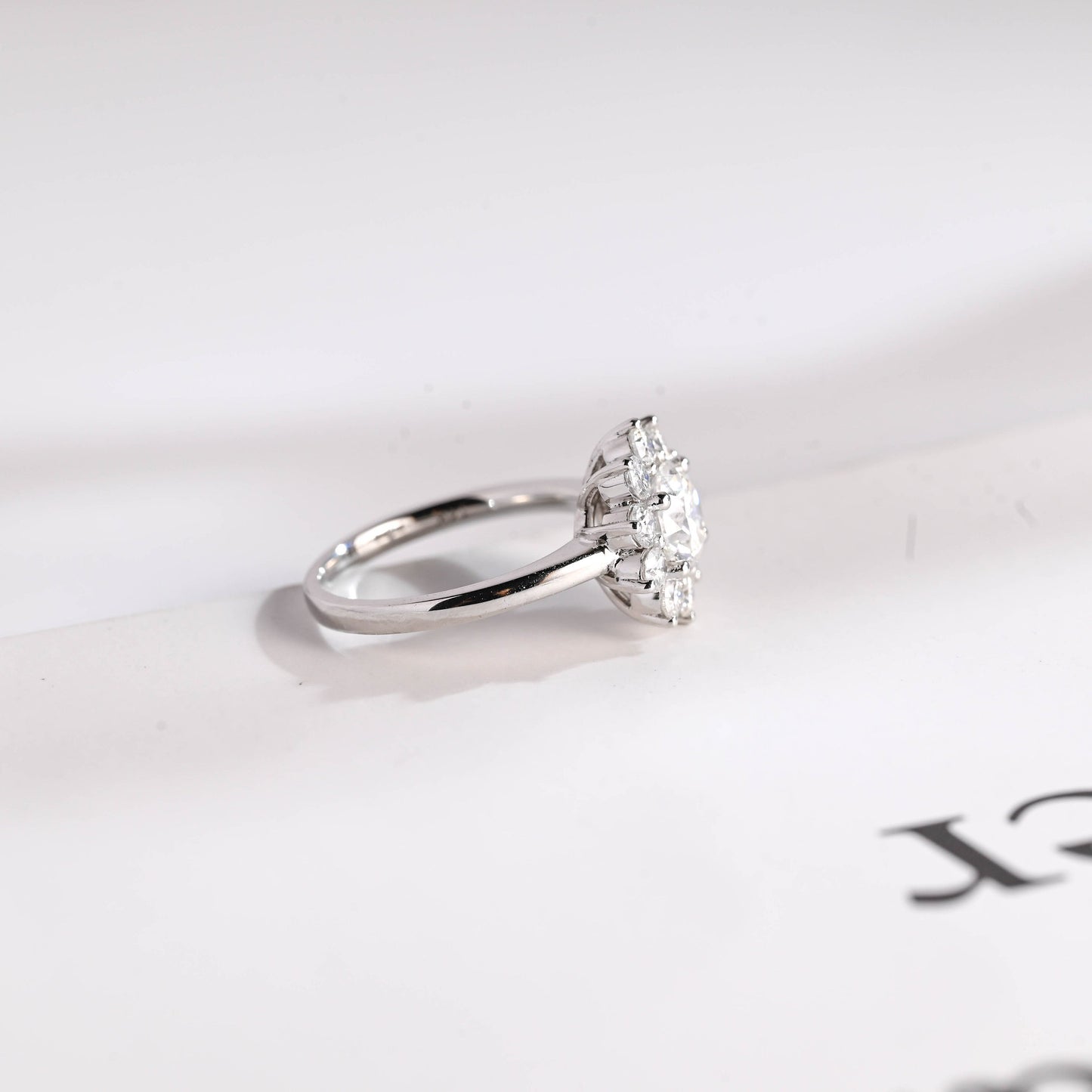 1.5 CT Round Cut Halo Style Moissanite Engagement Ring