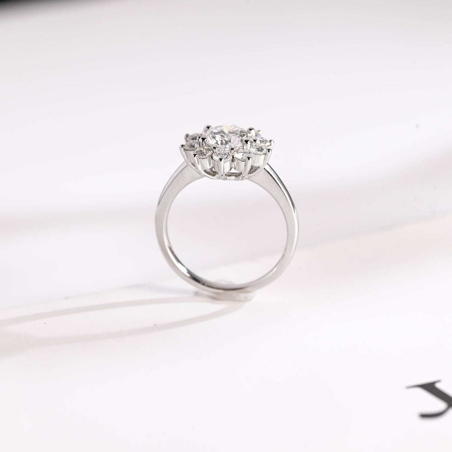 1.5 CT Round Cut Halo Style Moissanite Engagement Ring