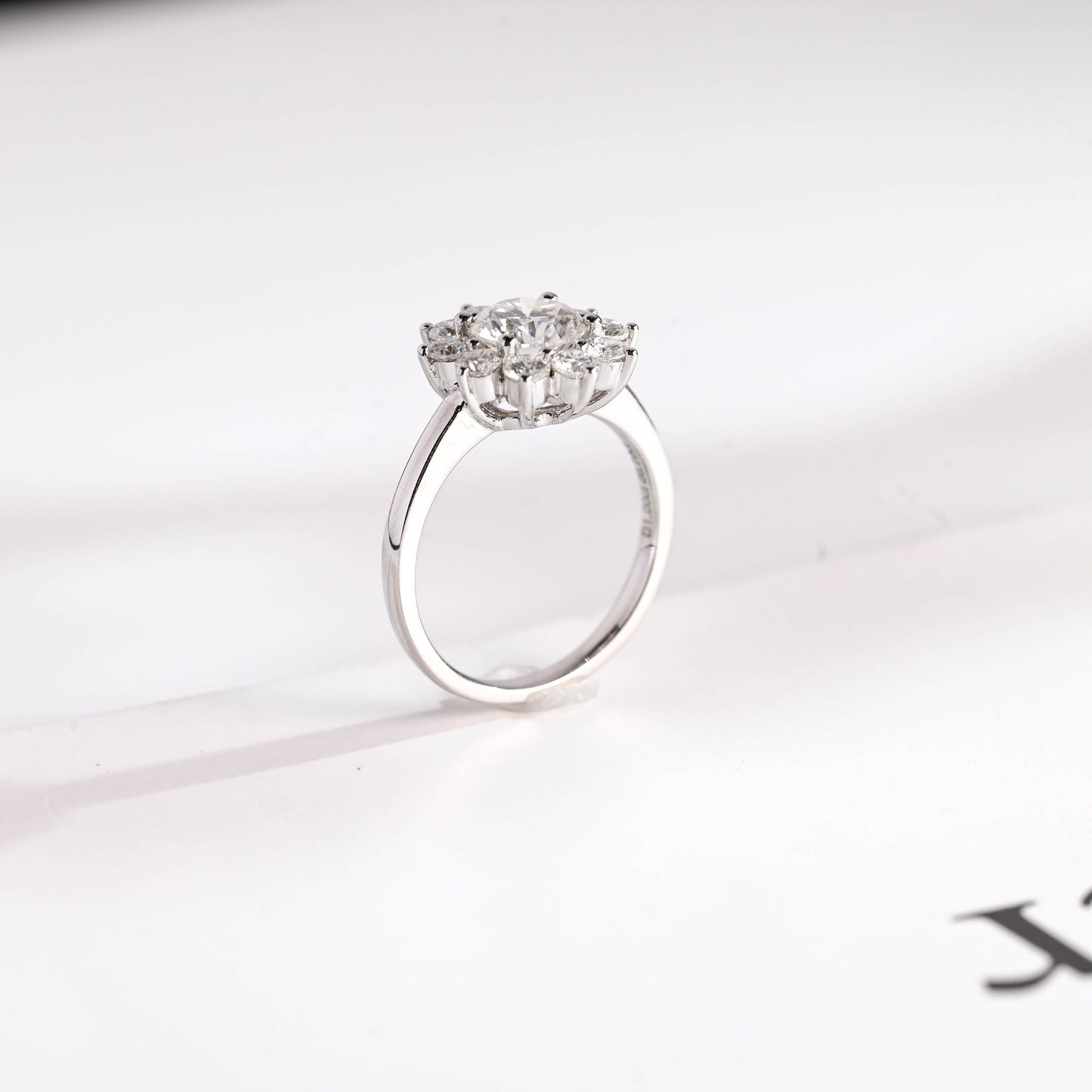 1.5 CT Round Cut Halo Style Moissanite Engagement Ring