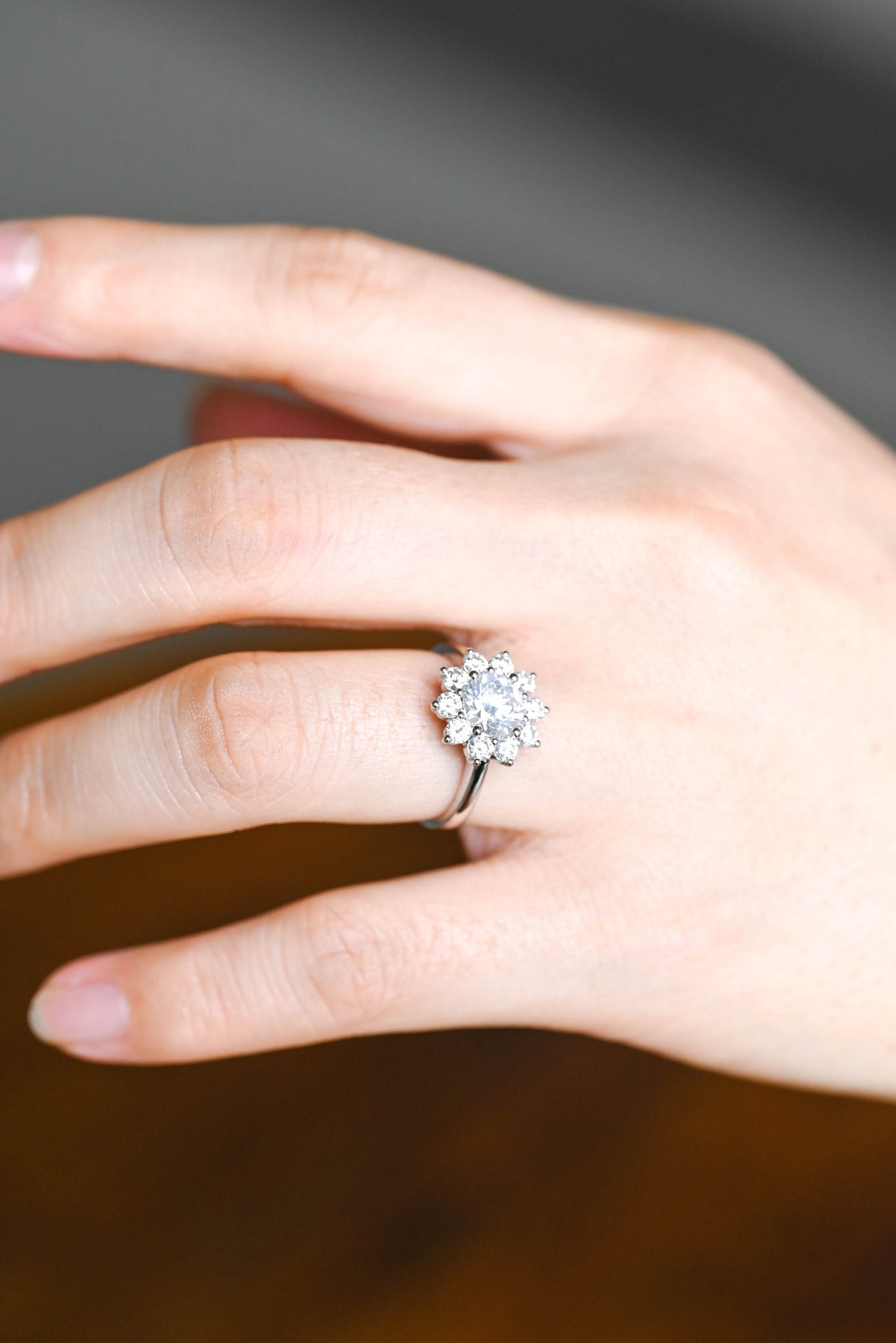 1.5 CT Round Cut Halo Style Moissanite Engagement Ring