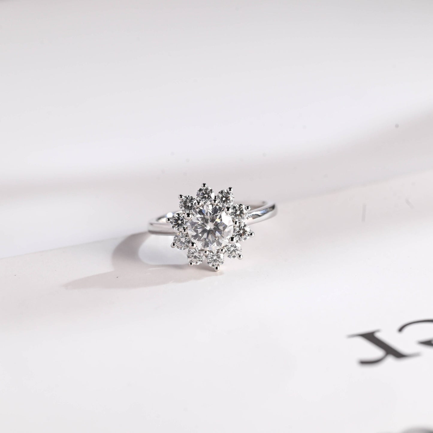 1.5 CT Round Cut Halo Style Moissanite Engagement Ring