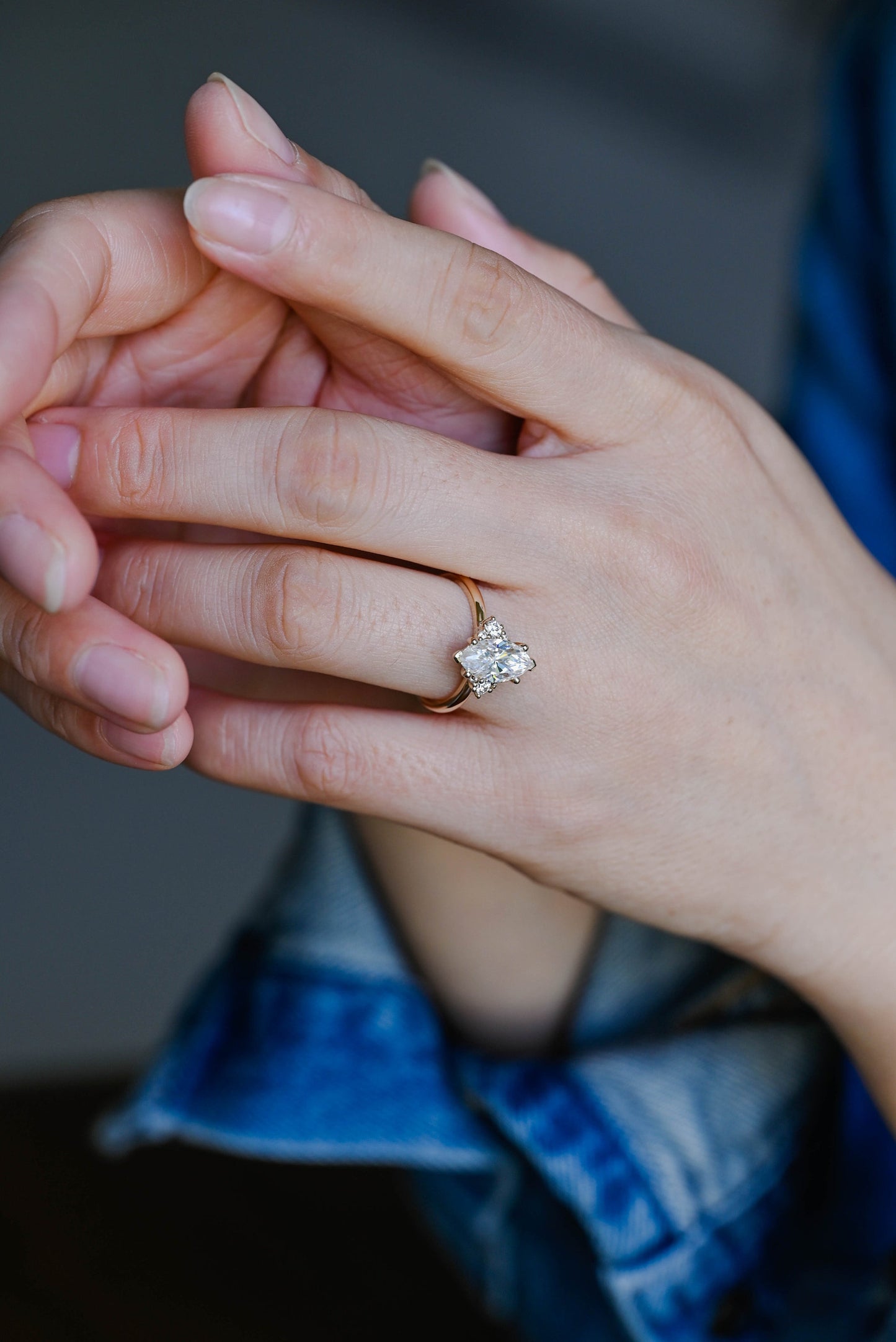 2.0 CT Marquise Cut Cluster Moissanite Engagement Ring