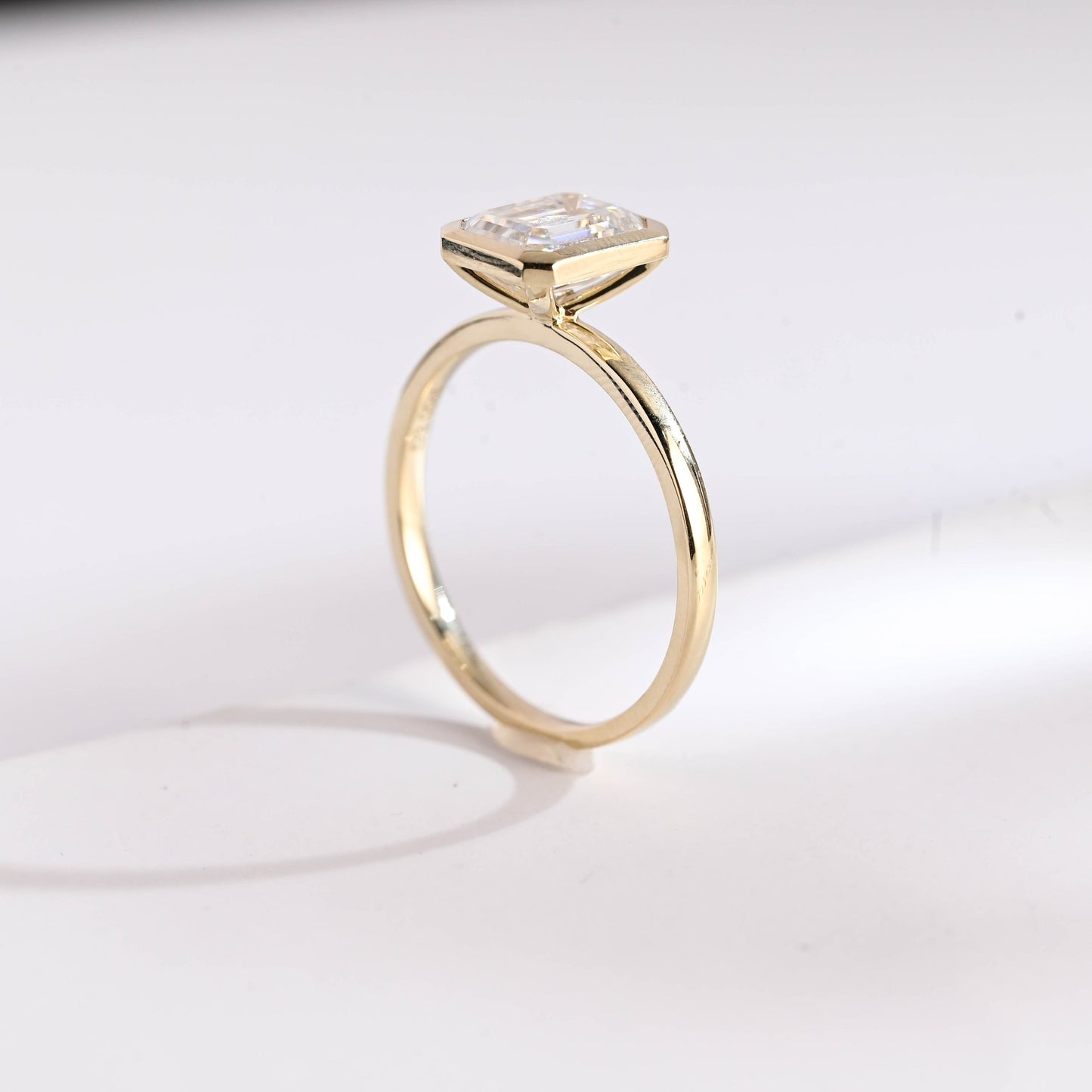 4.0 CT Emerald Cut Bezel Style Moissanite Engagement Ring