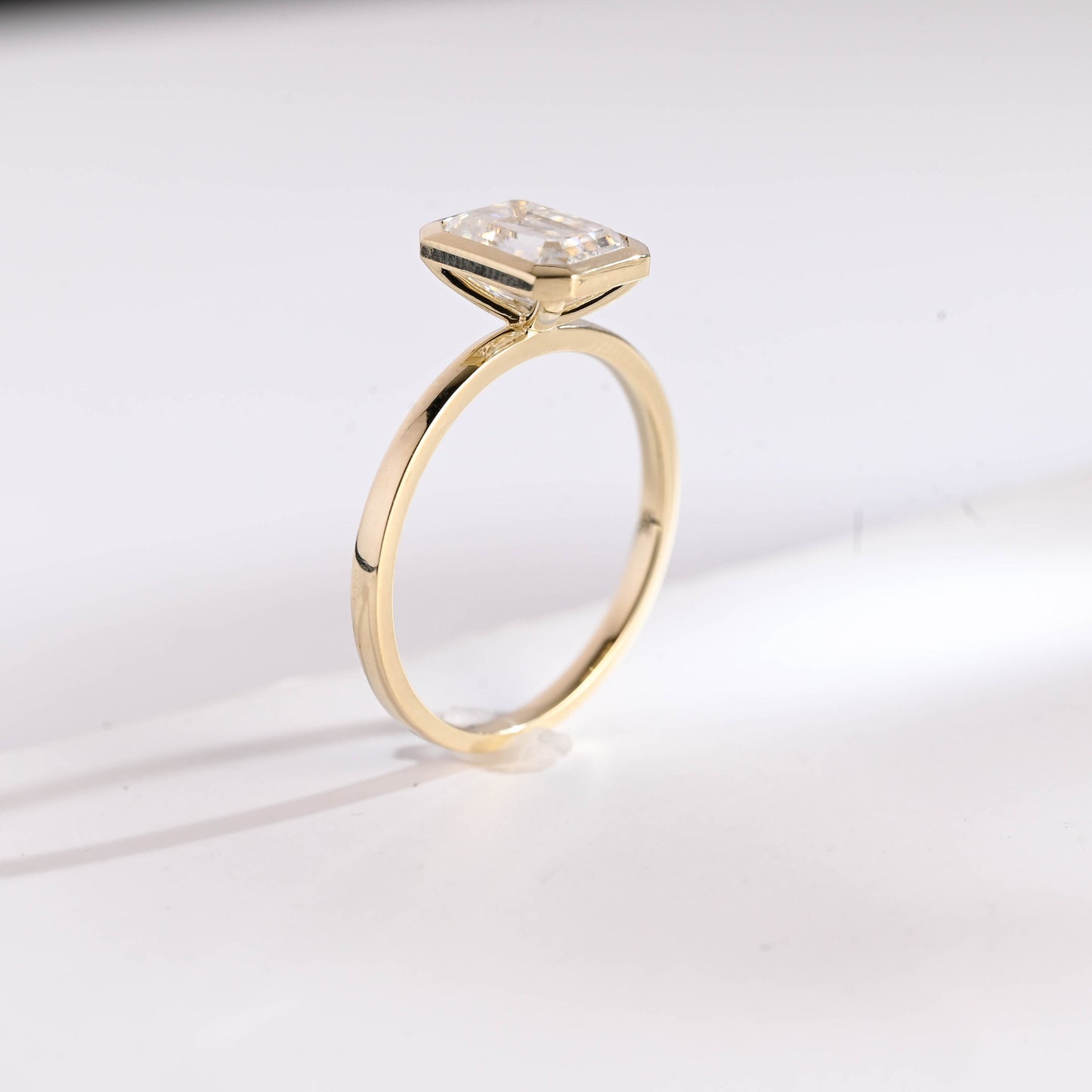 4.0 CT Emerald Cut Bezel Style Moissanite Engagement Ring