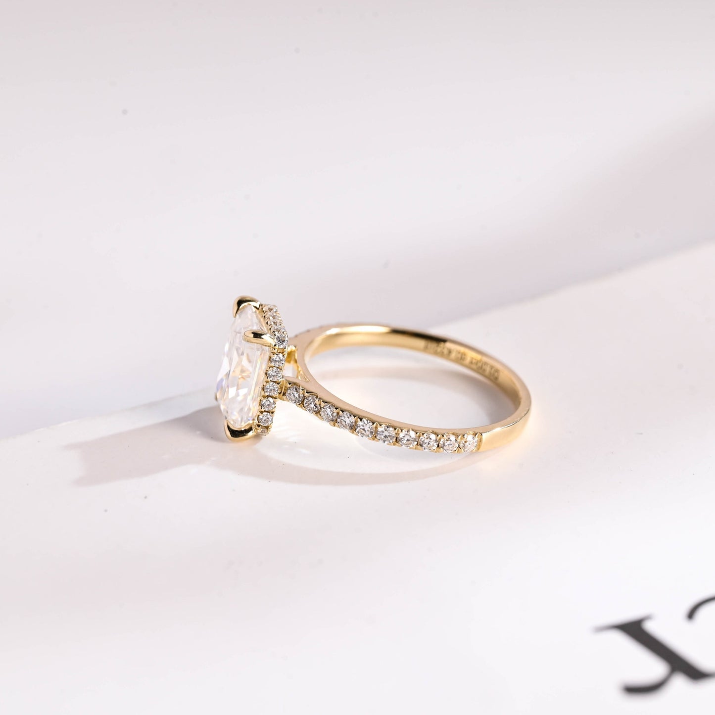 1.5 CT Radiant Cut Hidden Halo Moissanite Engagement Ring