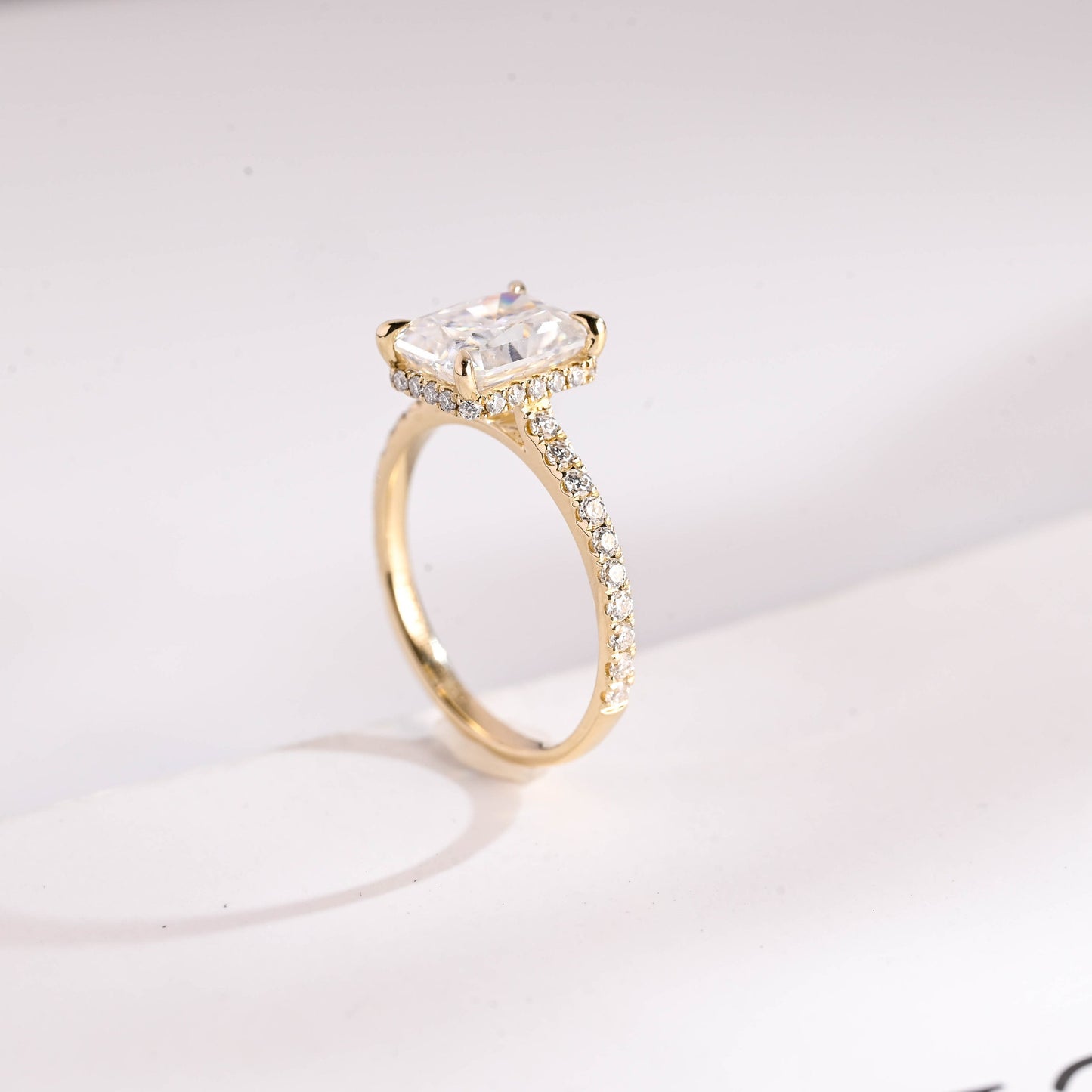 1.5 CT Radiant Cut Hidden Halo Moissanite Engagement Ring