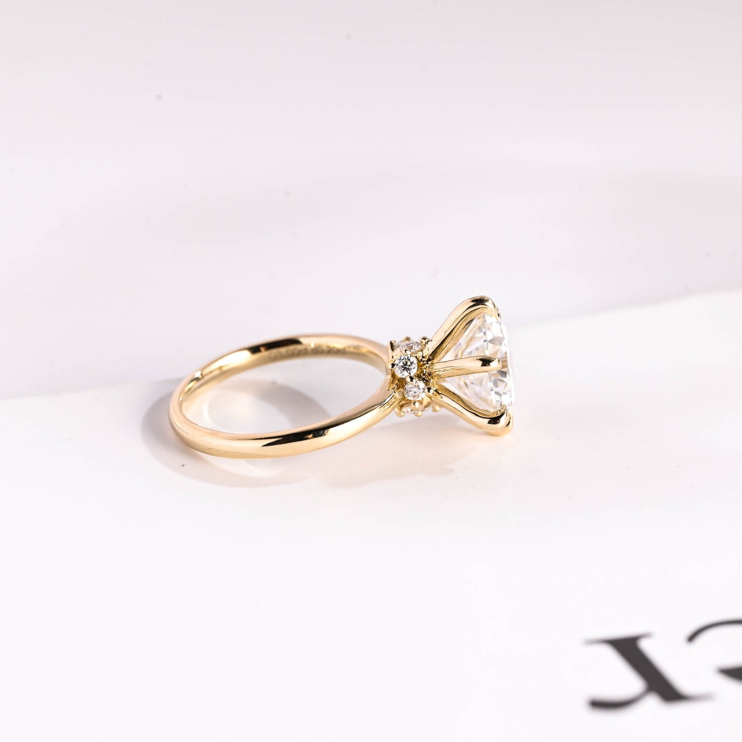 3.0 CT Round Cut Hidden Halo Style Moissanite Engagement Ring