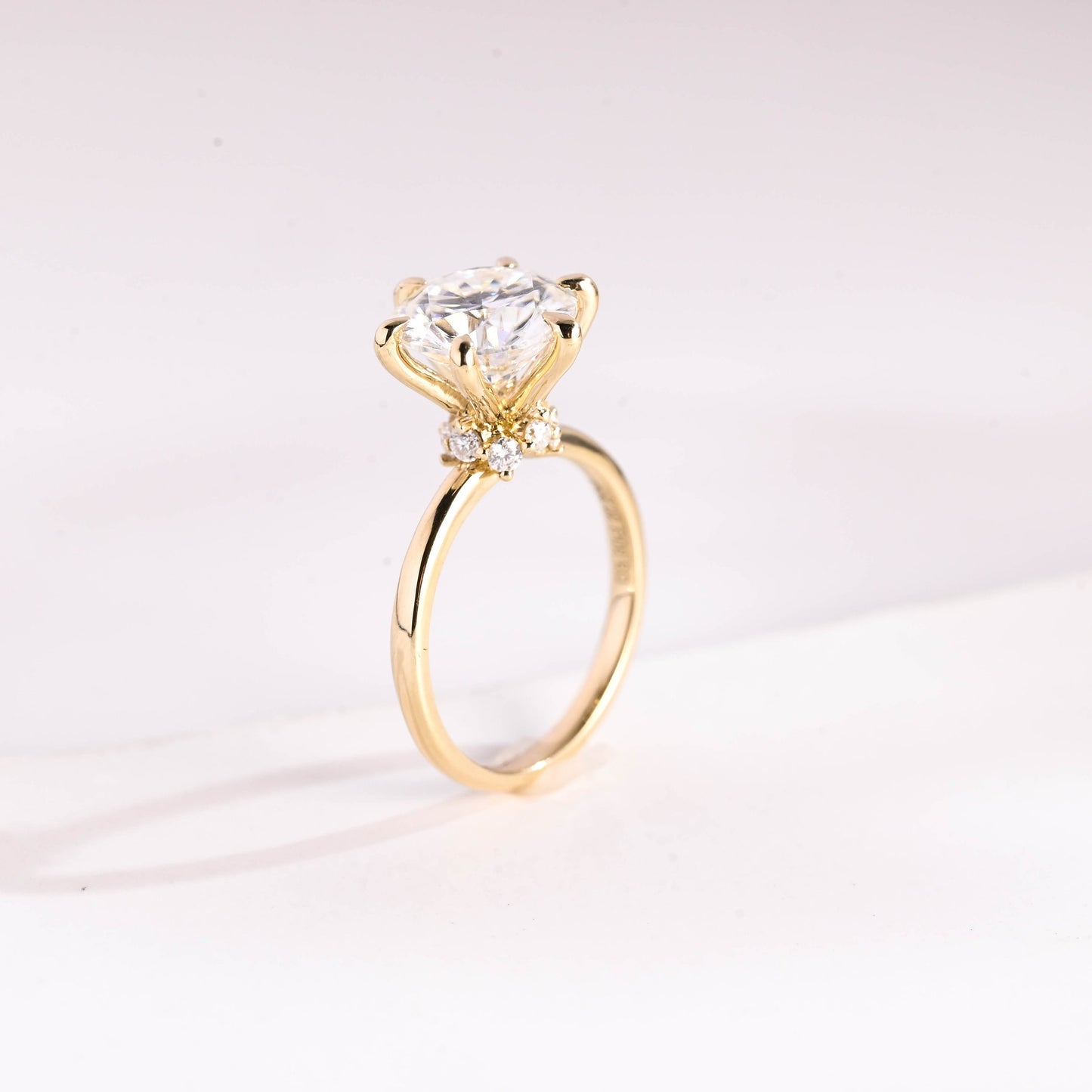 3.0 CT Round Cut Hidden Halo Style Moissanite Engagement Ring