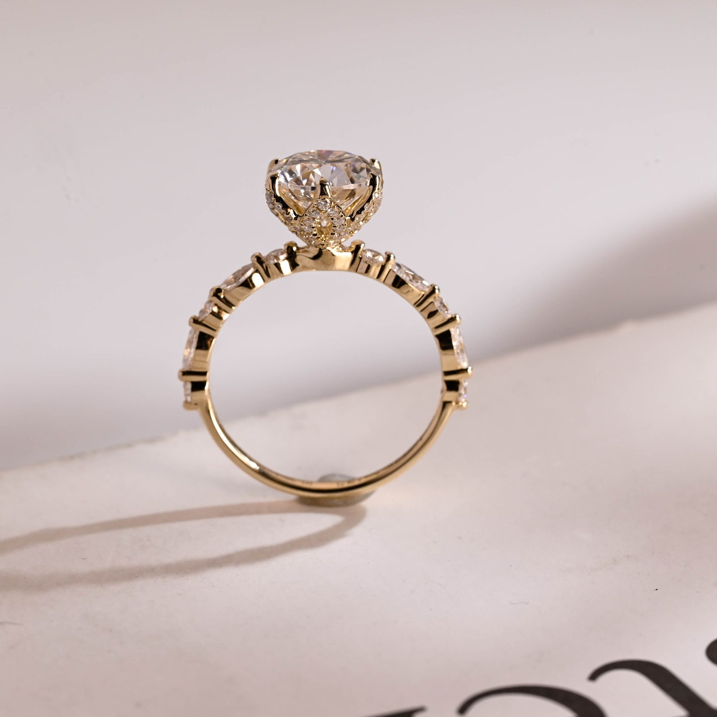 3.0 CT Round Cut Pave Moissanite Engagement Ring